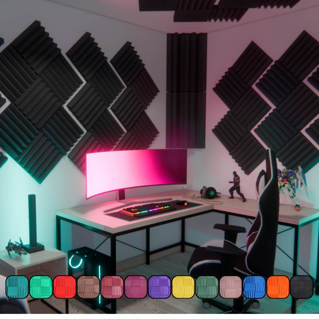 Easy Mount Acoustic Foam Kit - 12x12x2" Acoustic Foam Panels With Adhesive - Wedge Style - 4 Pack SoundAssured