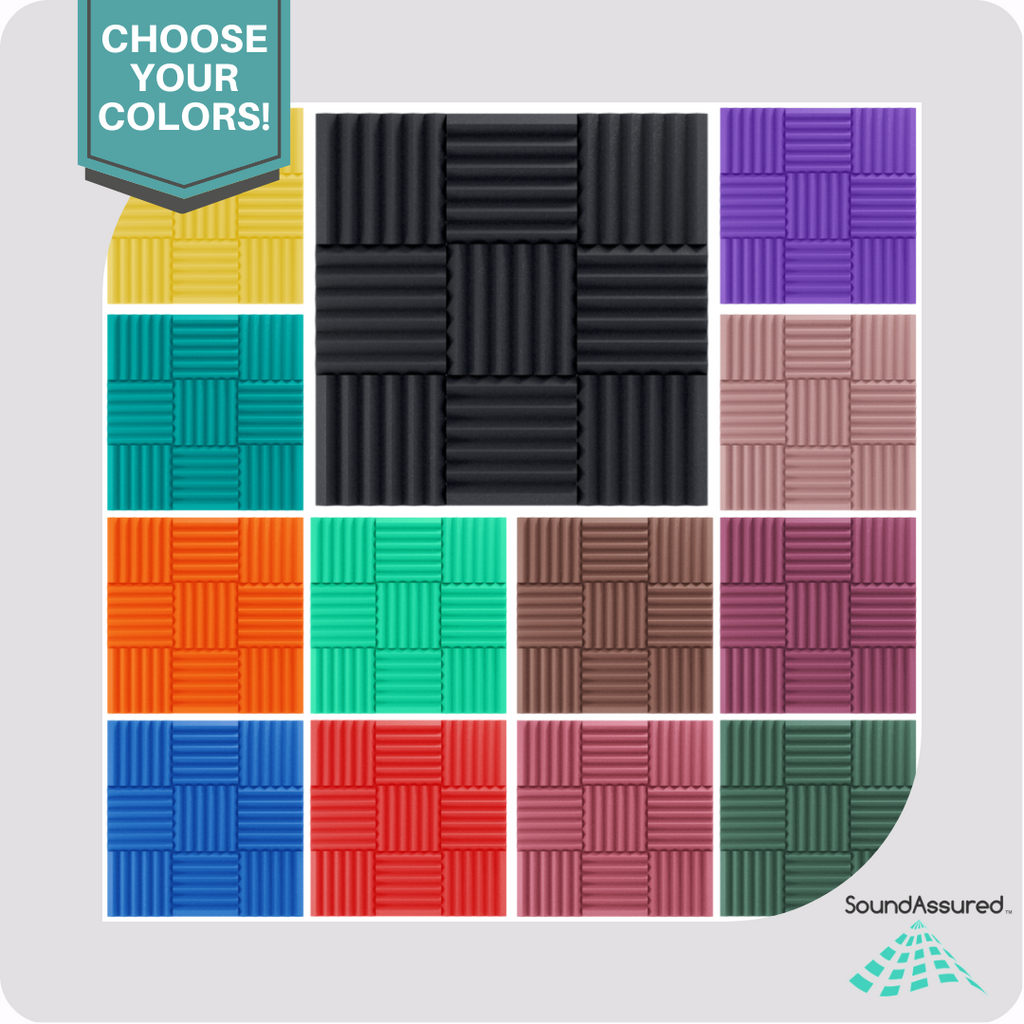 Easy Mount Acoustic Foam Kit - 12x12x2" Acoustic Foam Panels With Adhesive - Wedge Style - 4 Pack SoundAssured