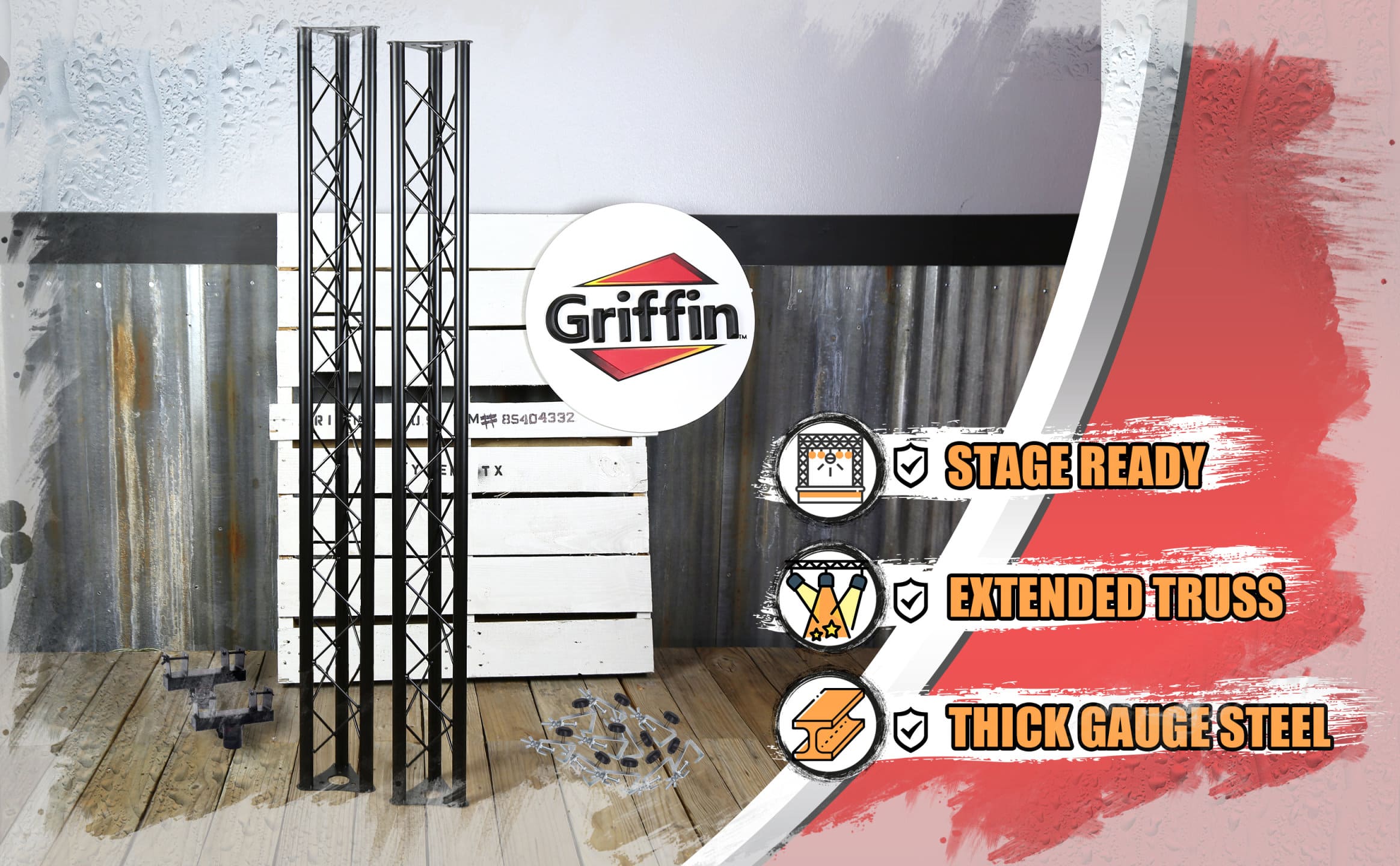 DJ Triangle Truss Extension Lighting System by GRIFFIN | Mounts on your Speaker Stands | Trussing Stage Kit for Smoke Machines & Dance Can Lights | C Clamps Mounting Brackets & Platform Hardware Set GeekStands.com