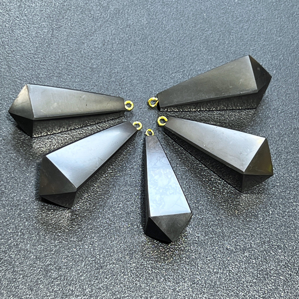 Black Shungite Pendulum Crystal Point Pendant Amazing Crystals