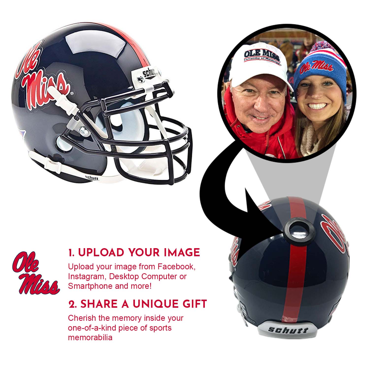 Ole Miss Rebels College Football Collectible Mini Helmet - Picture Inside - FANZ Collectibles Fanz Collectibles