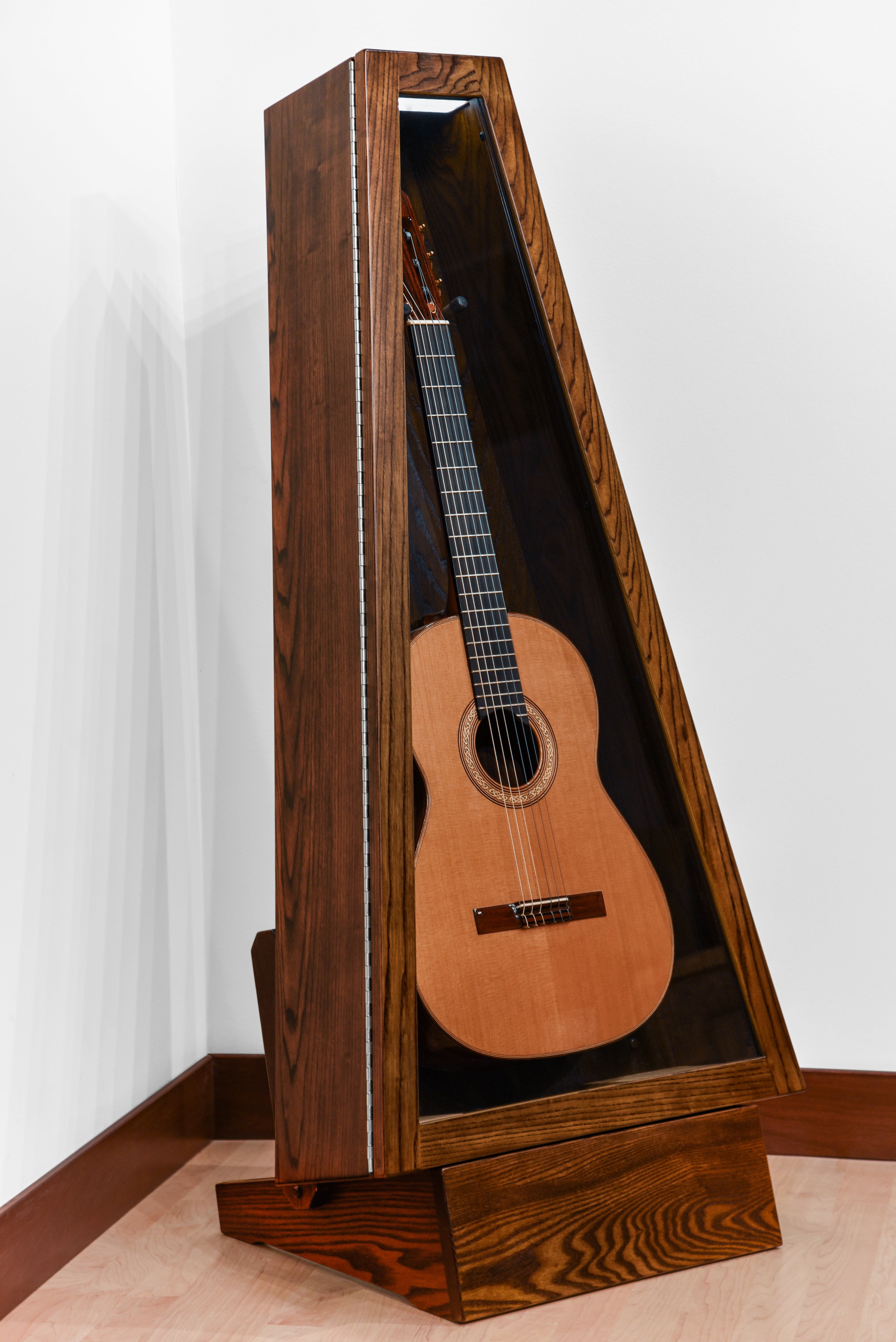 ClimaStand Triangle Humidor with Base - Northern White Ash with Rich Tobacco Stain Acoustic Remedy Cases