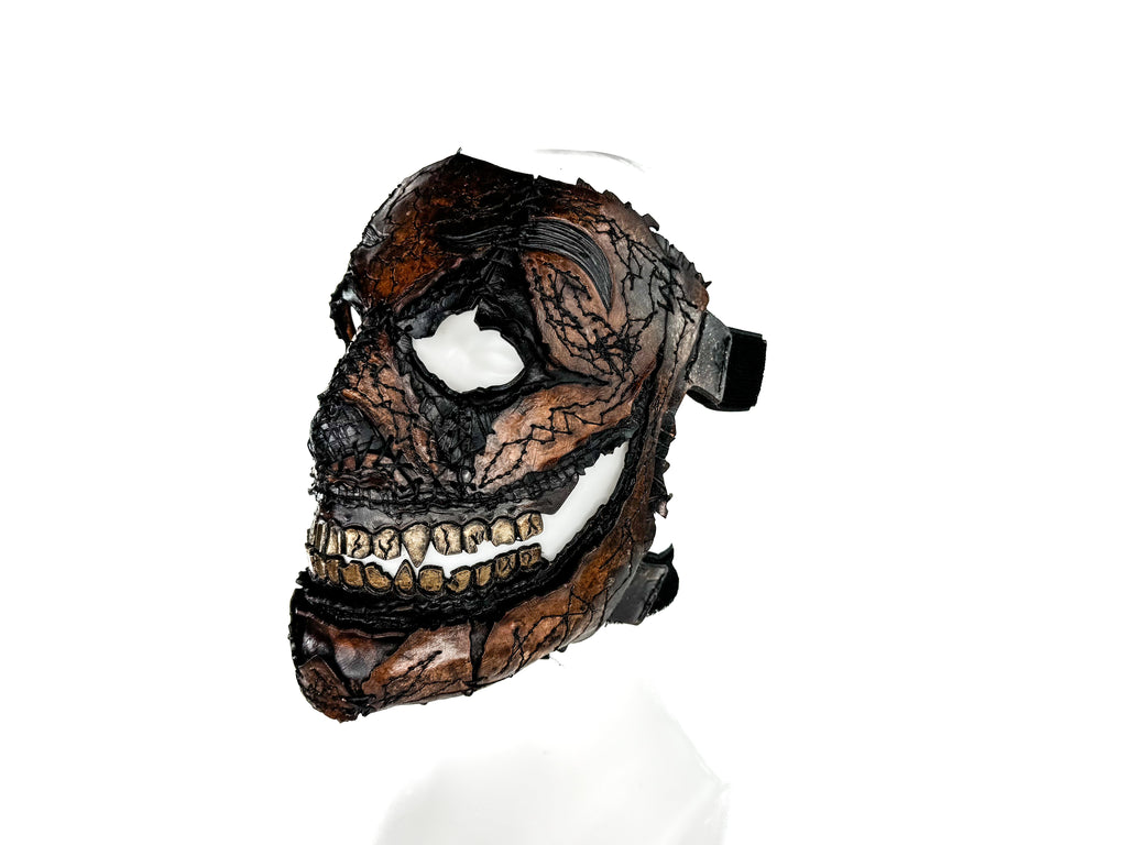 Genuine Leather Mask - GigaMyme Leatherface Edition - Handmade Mime Full Face Cover for Halloween, Performance or Cosplay Costume Rockwell Masks