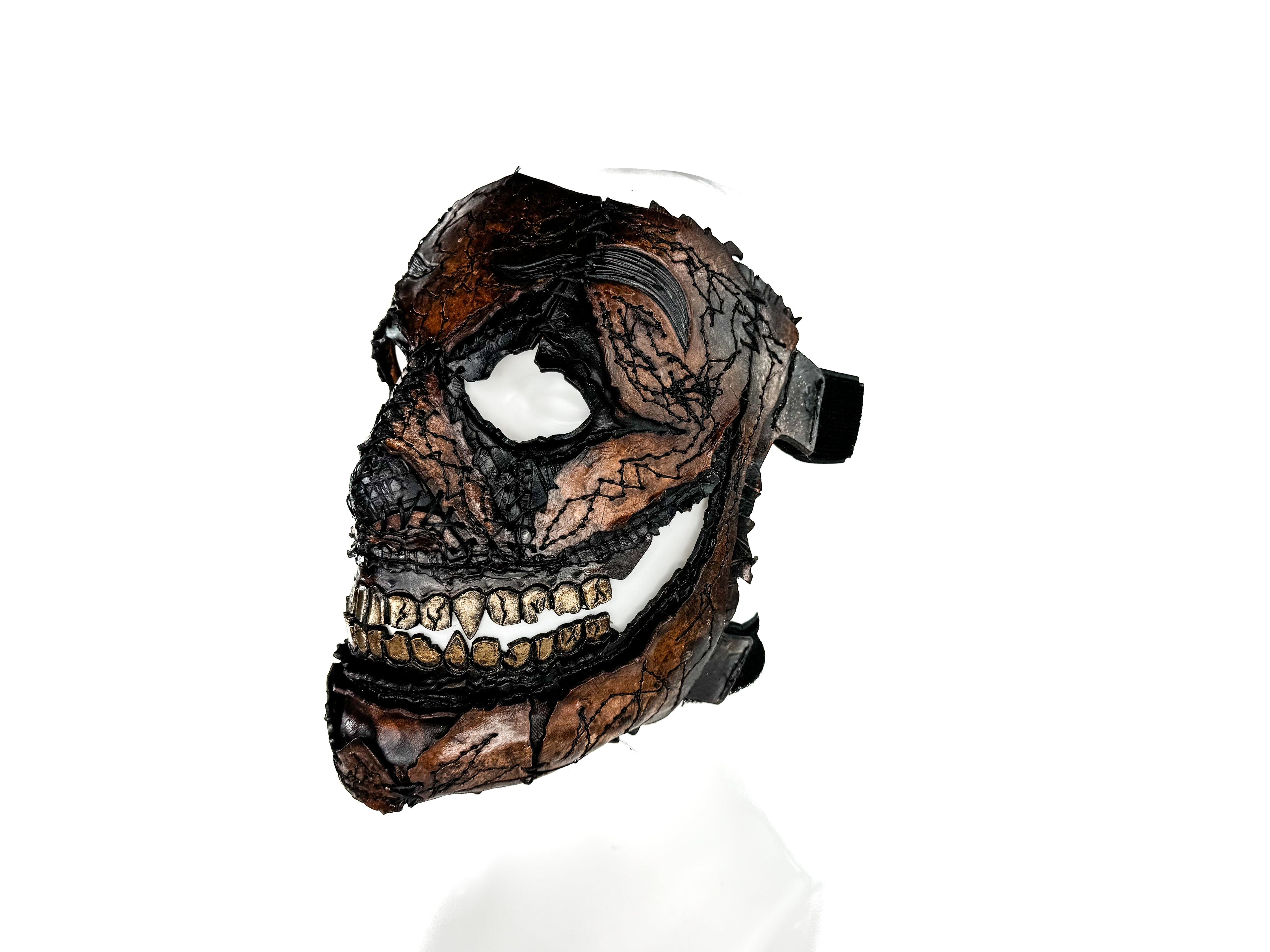 Genuine Leather Mask - GigaMyme Leatherface Edition - Handmade Mime Full Face Cover for Halloween, Performance or Cosplay Costume Rockwell Masks