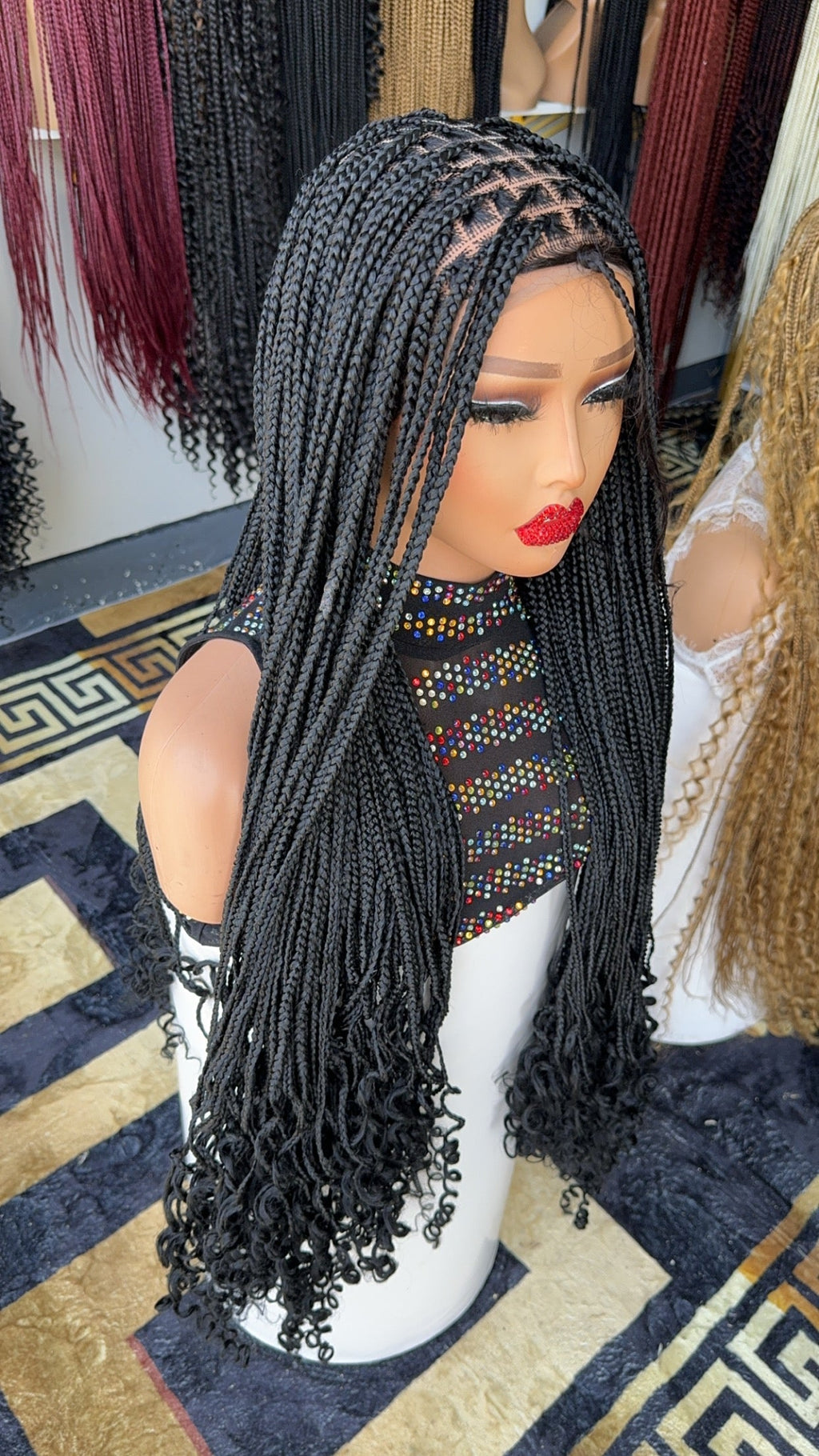 30 inches curly tips knotless braided wig HOL stores