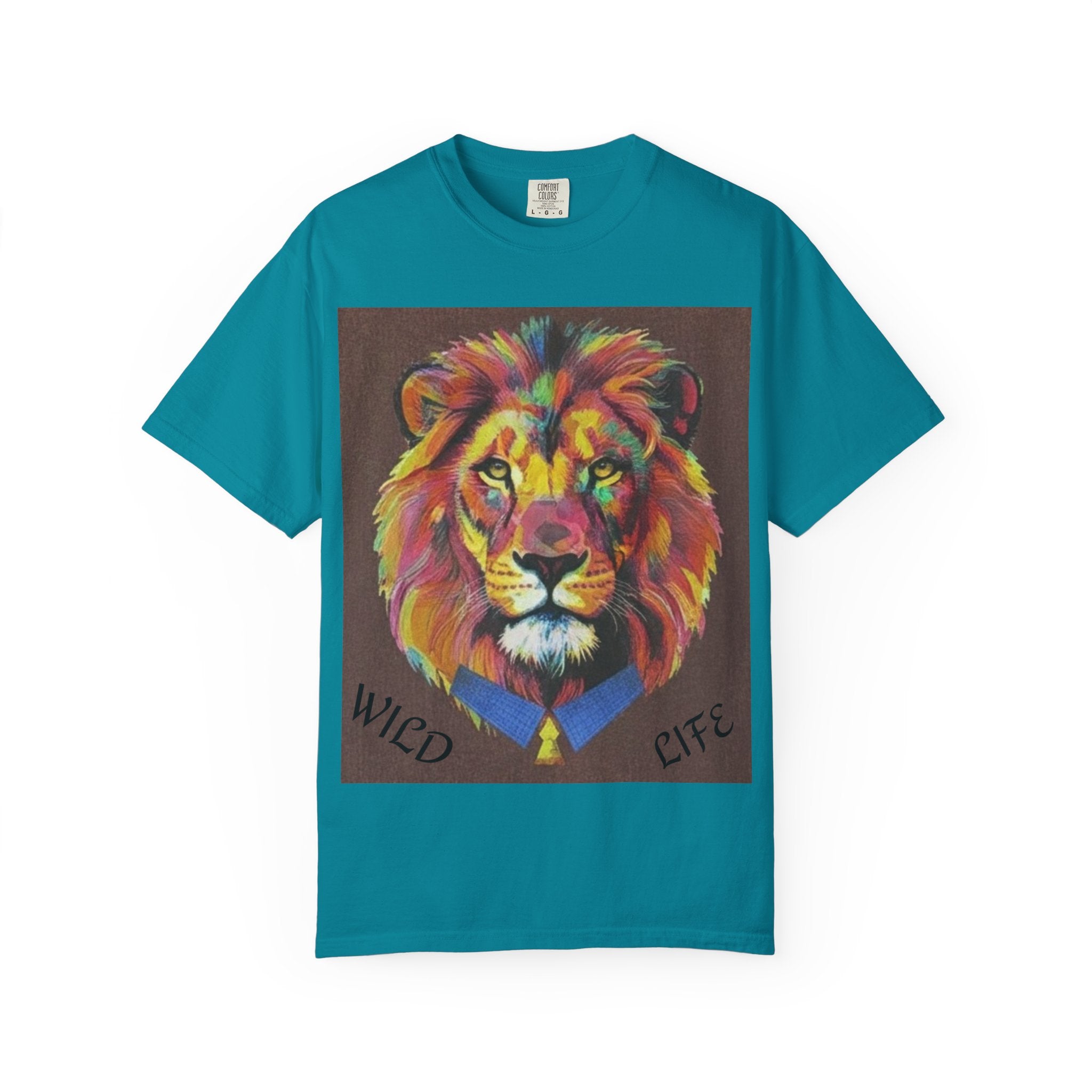 Wild Life Lion Portrait T-Shirt — Colorful Retro Primate Graphic Tee The Vibez Shop
