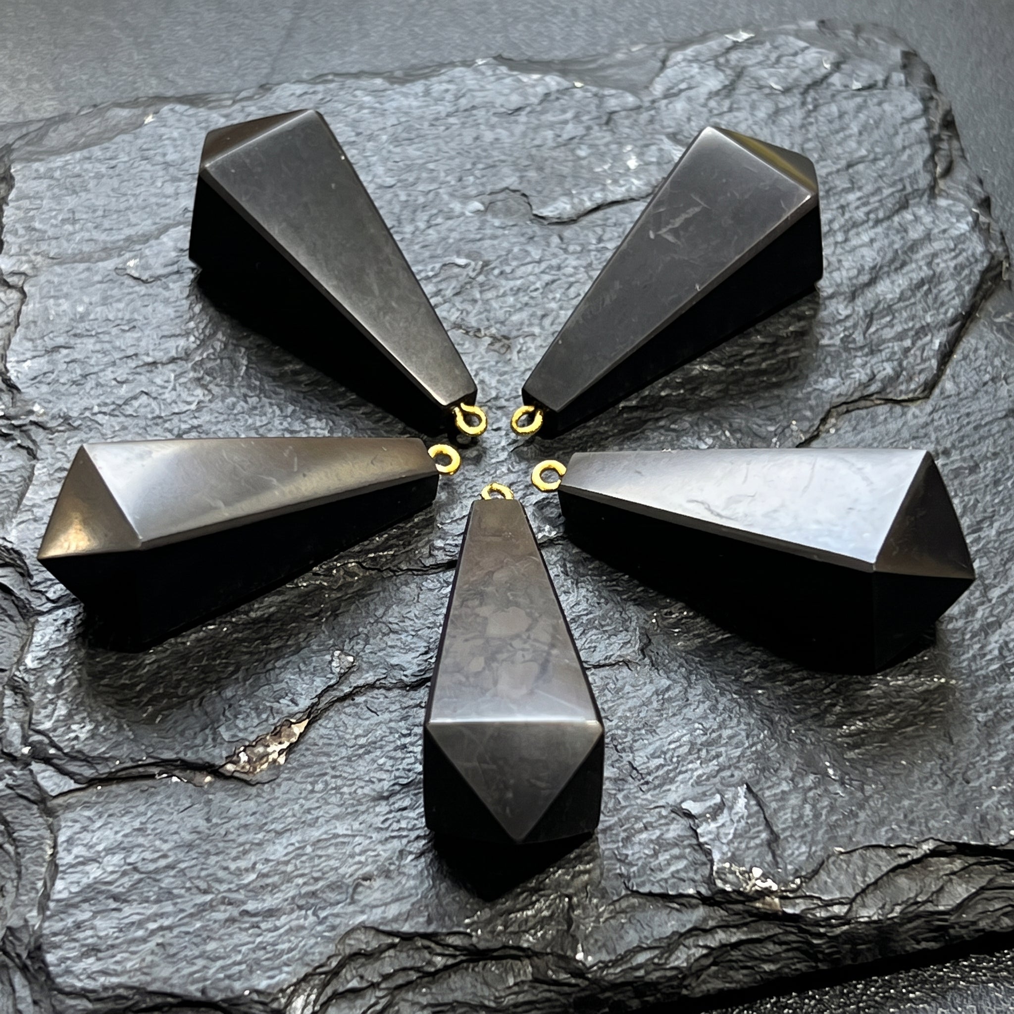 Black Shungite Pendulum Crystal Point Pendant Amazing Crystals