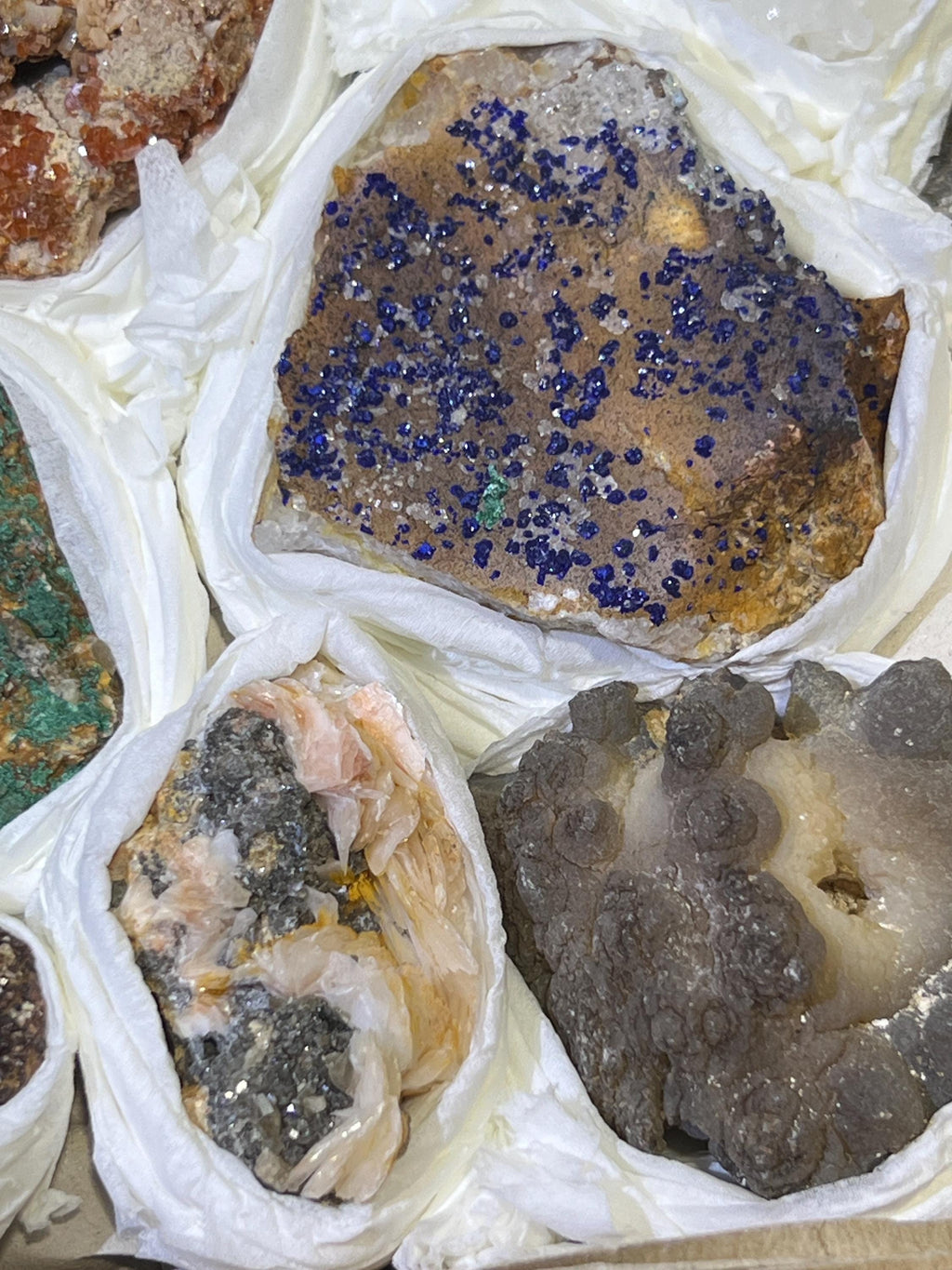 Morocco Mixed Minerals Crystal Druzy Collection Large Boxed Flat Wholesale Amazing Crystals