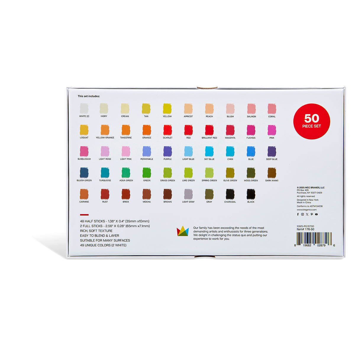 Soft Square Pastels Half Sticks 50 pc KINGART