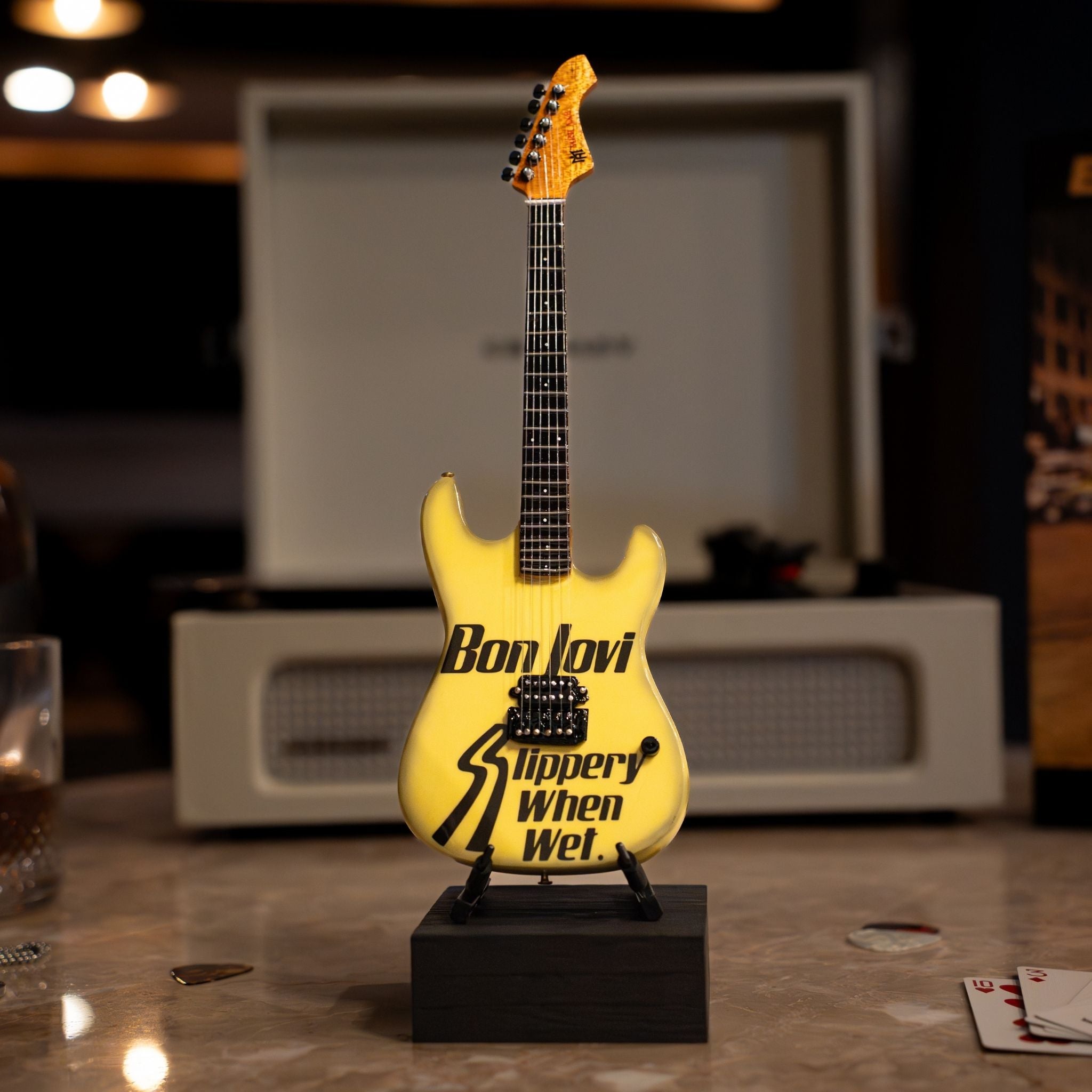 Bon Jovi Slippery When Wet Collectible Miniature Guitar The Mini Axe