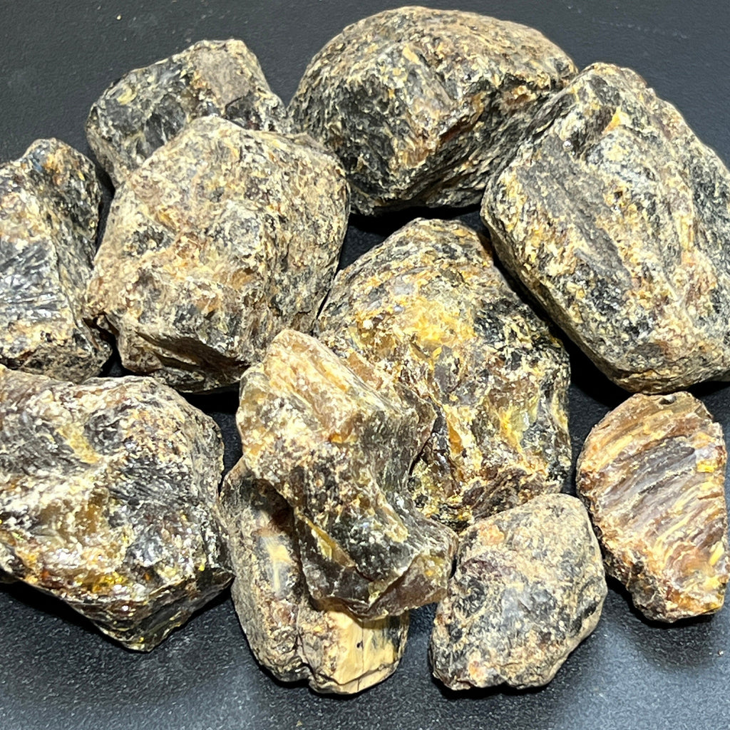 Black Amber Fossilized Tree Resin Mixed Sizes Rough Raw Stones (By The Piece or Pound)(UV Reactive) Wholesale Amazing Crystals