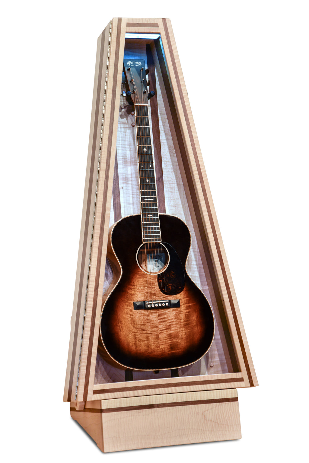 ClimaStand Triangle Humidor with Base - Flamed Maple with Walnut Acoustic Remedy Cases