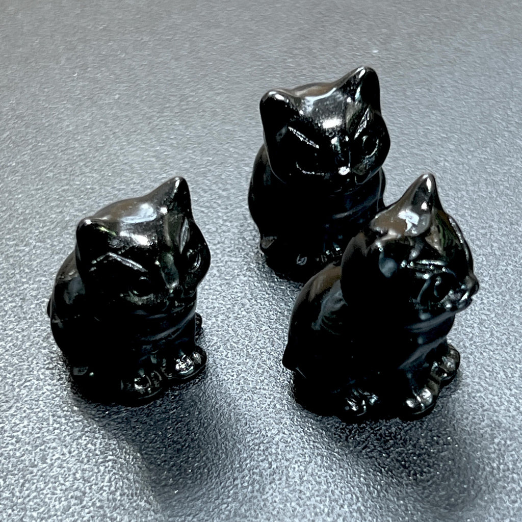 Small Black Obsidian Cat Kitten Carving Wholesale Amazing Crystals