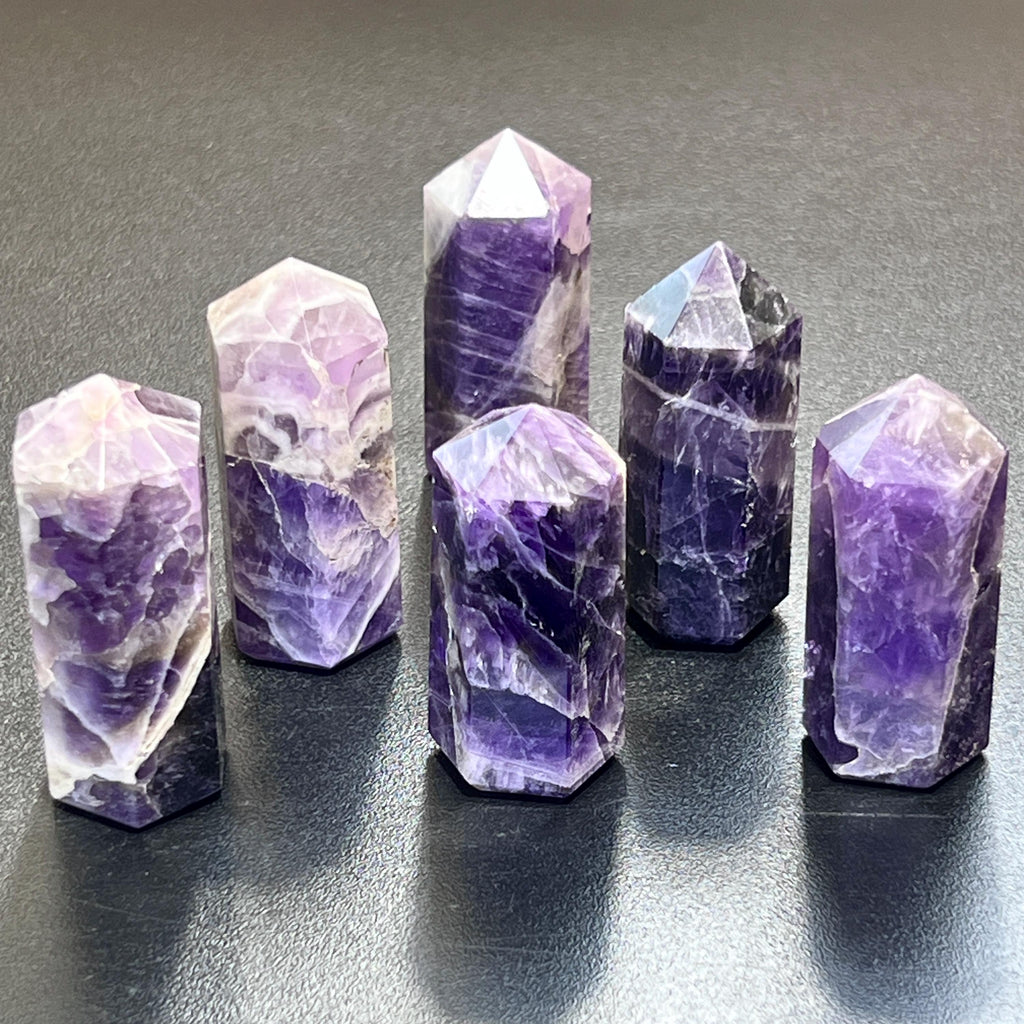 Banded Purple Amethyst Crystal Point Tower Obelisk Carving Wholesale Amazing Crystals