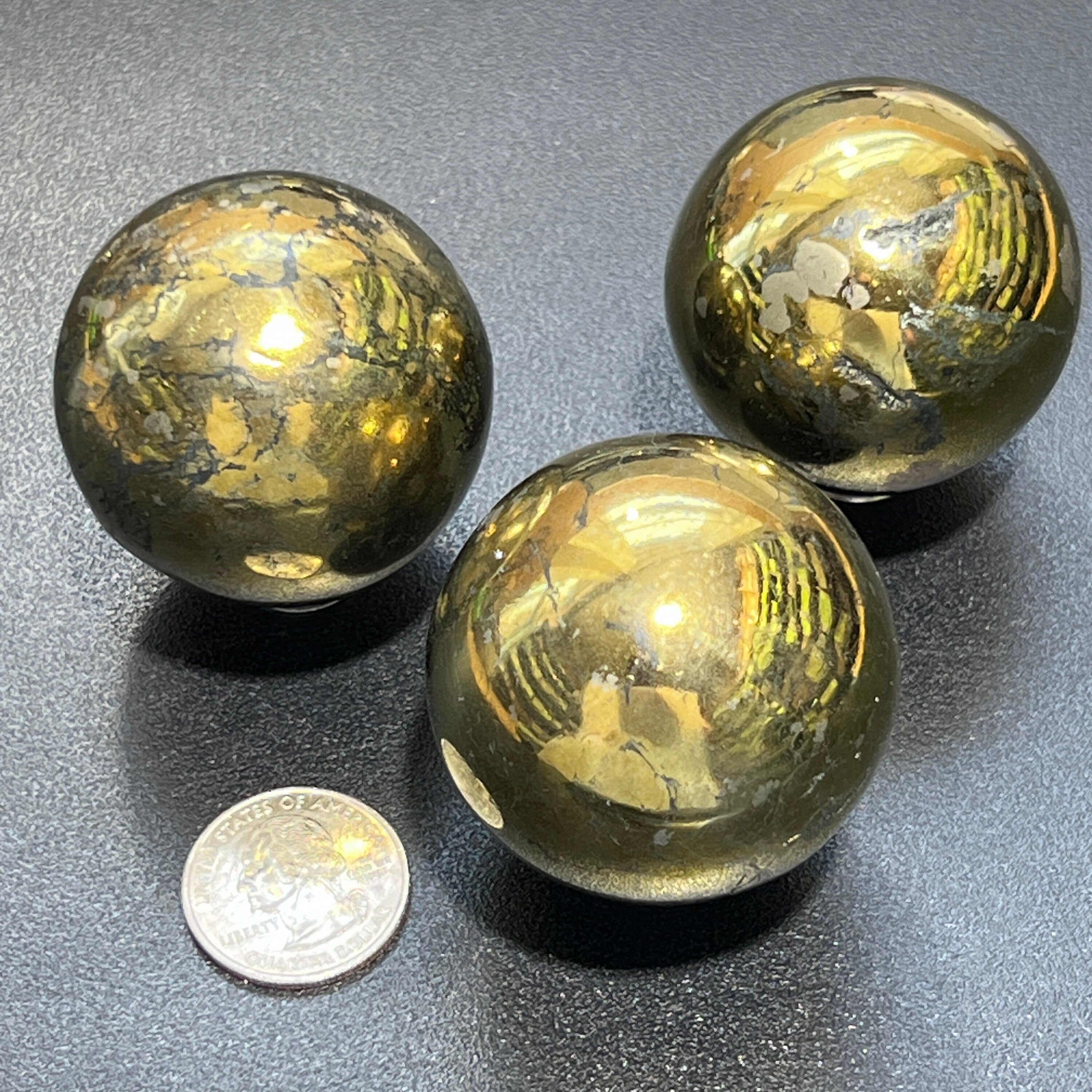 Golden Chalcopyrite Sphere Polished Crystal Orb Polished Shiny Gold Carving Gemstone Decor Supply Amazing Crystals