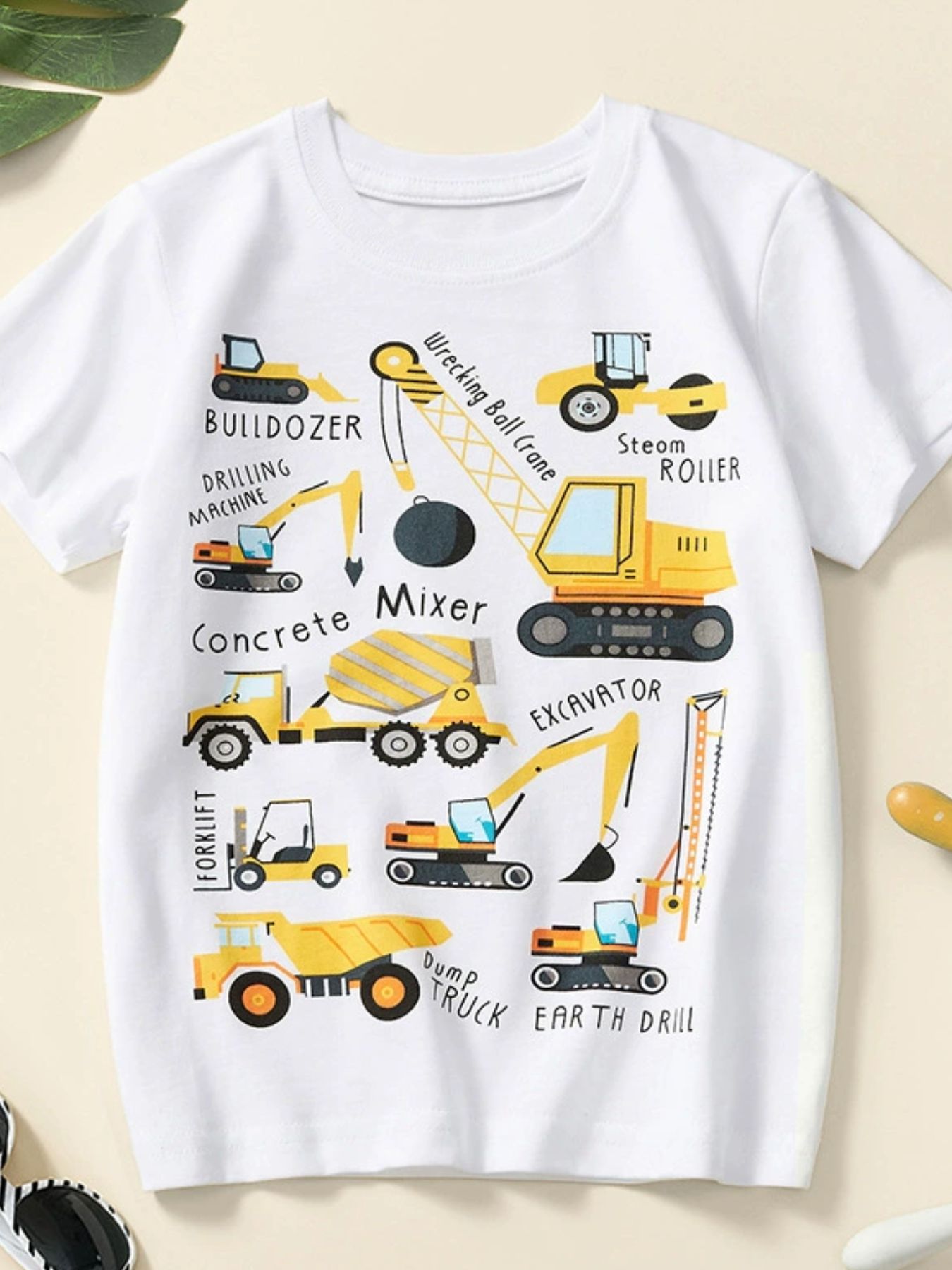 Toddler Boys and Boys Construction Vehicle Crew Neck Short Sleeve T-Shirt NicholesGifts