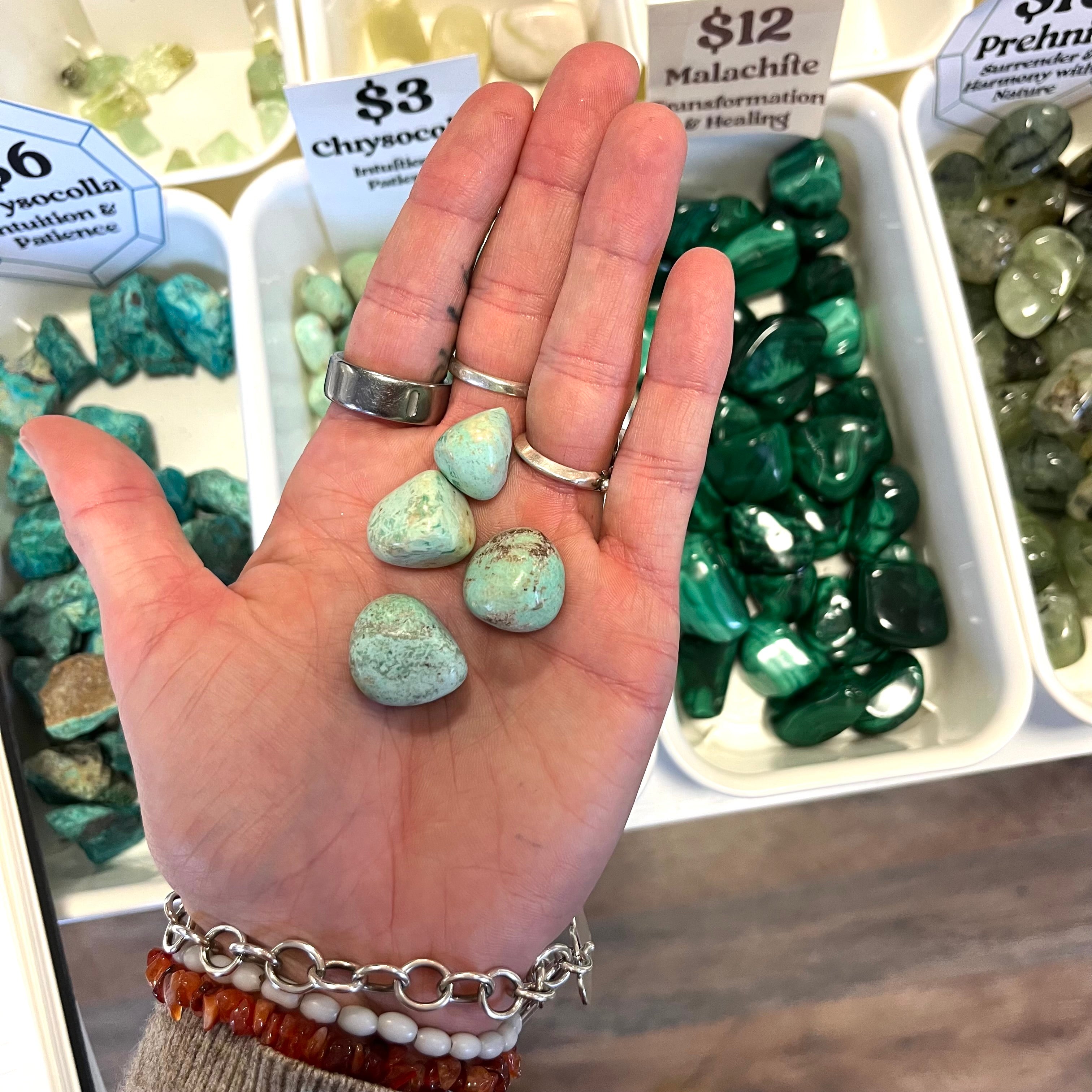 Chrysocolla (Intuition and Patience) Tumbled White Mountain Crystals