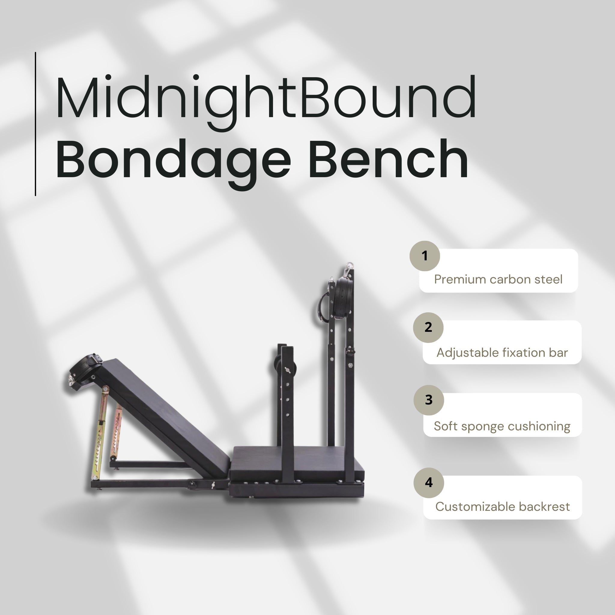 MidnightBound Adjustable Bondage Bench After Dark USA