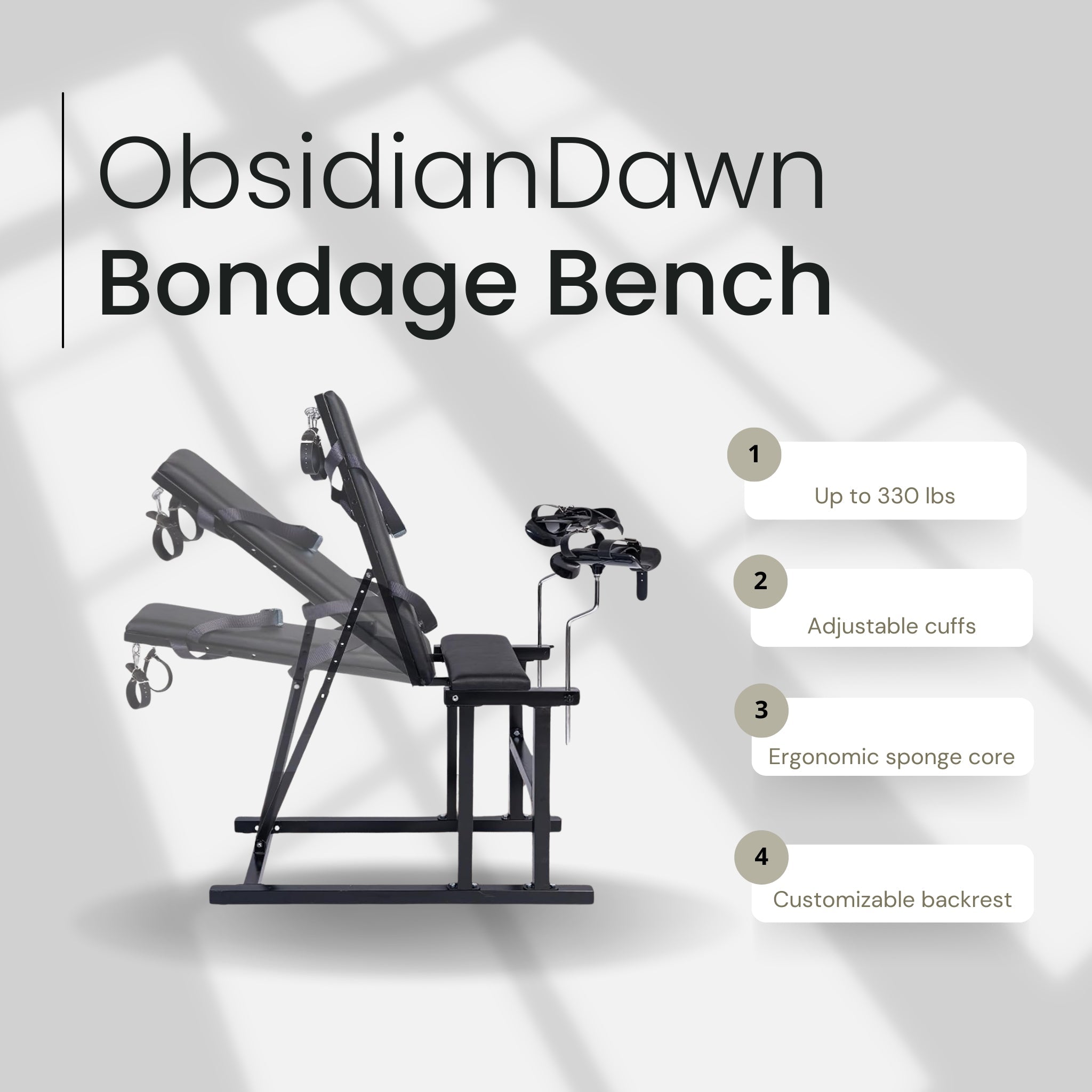 ObsidianDawn Adjustable Bondage Bench After Dark USA