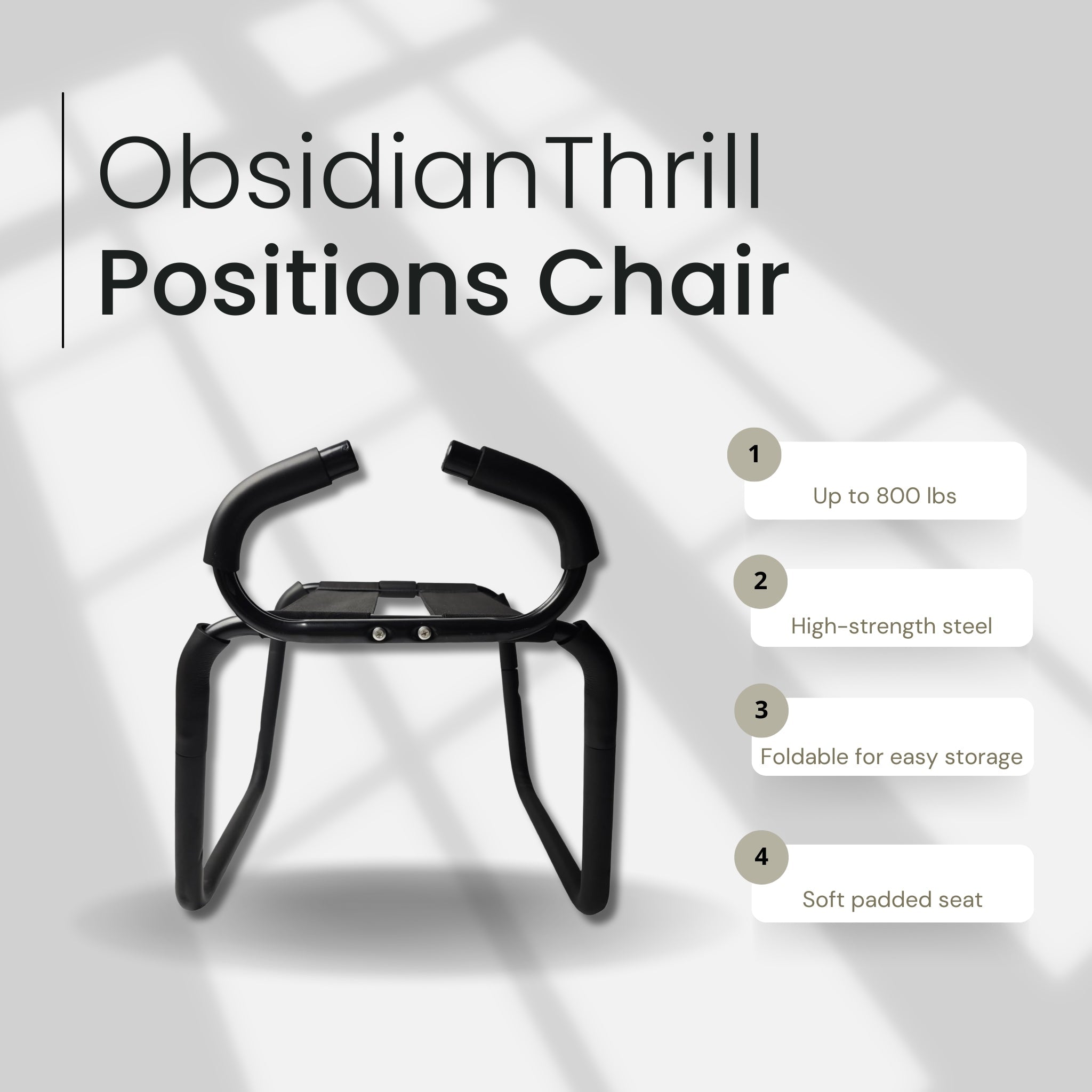 ObsidianThrill Large Sex Position Enhancer Chair with Handrail After Dark USA