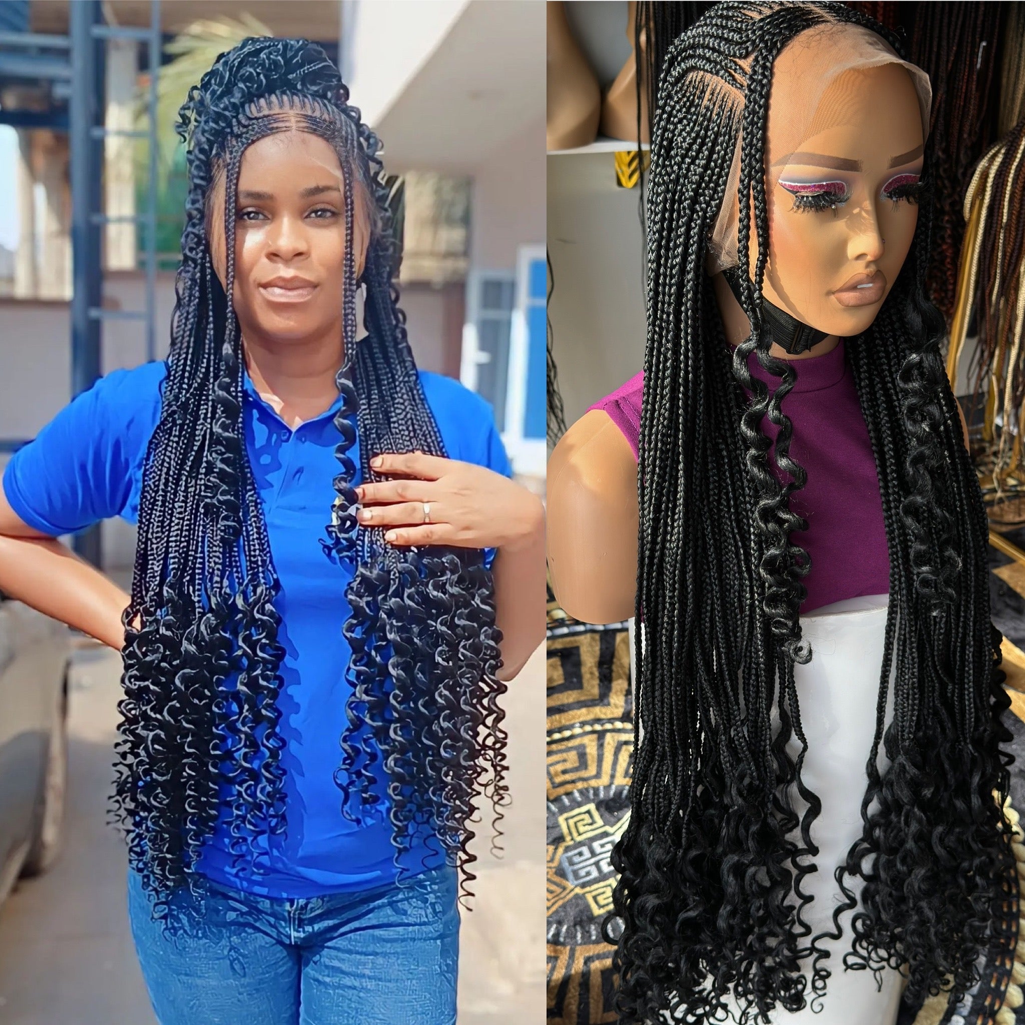 Fulani cornrows with curly tips HOL stores
