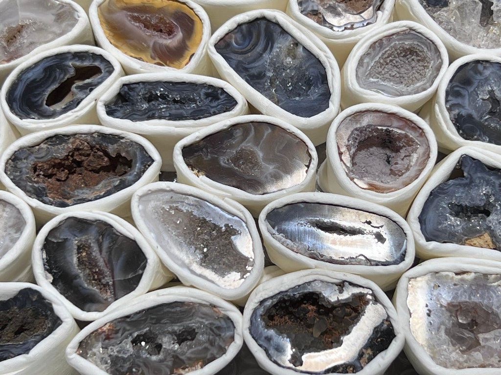 Oco Geode Cut Crystals (Avg 3.5 LBs) Box Flat Bulk Wholesale Lot Rough Raw Stones Natural Gemstones Amazing Crystals