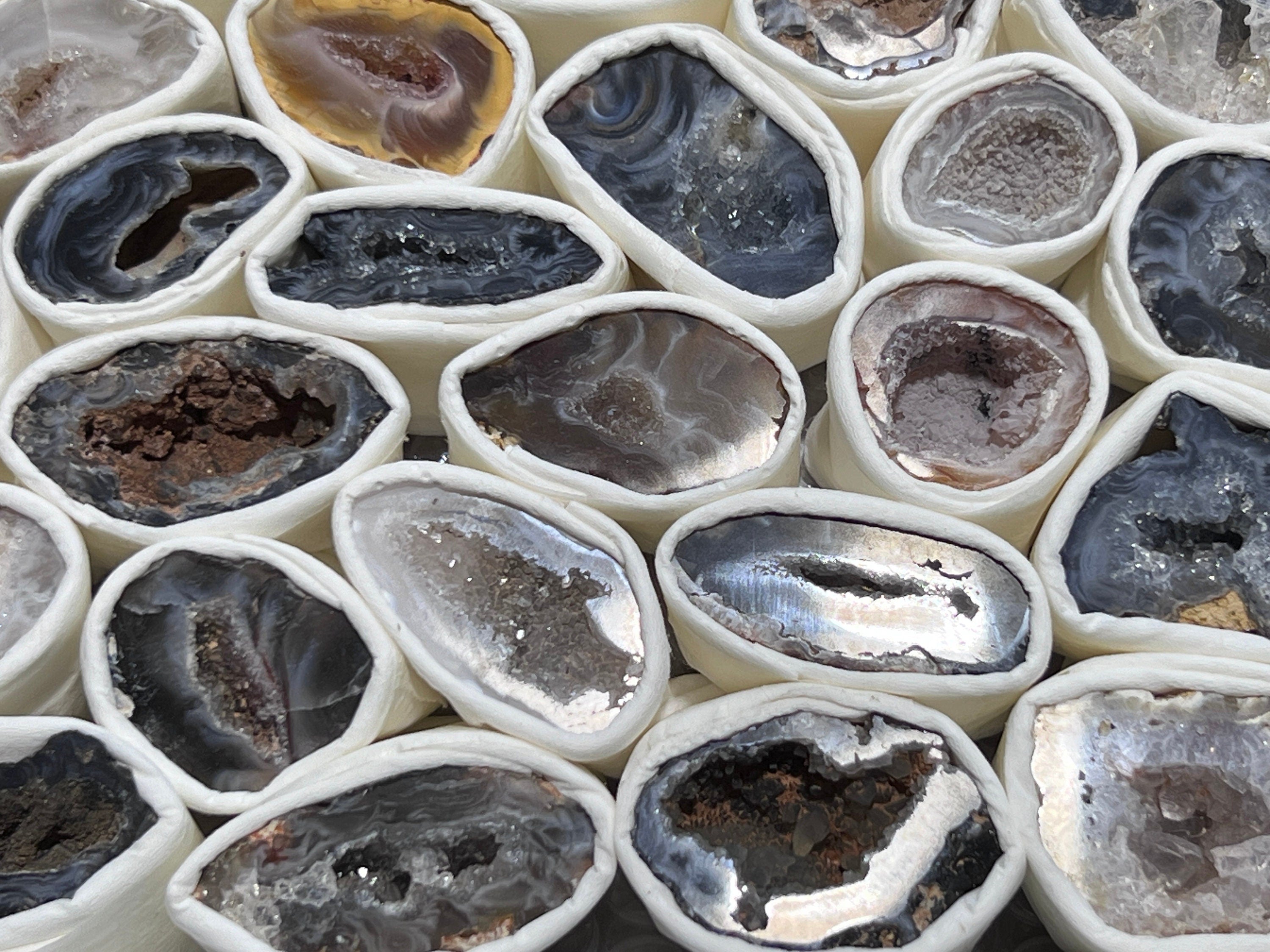Oco Geode Cut Crystals (Avg 3.5 LBs) Box Flat Bulk Wholesale Lot Rough Raw Stones Natural Gemstones Amazing Crystals