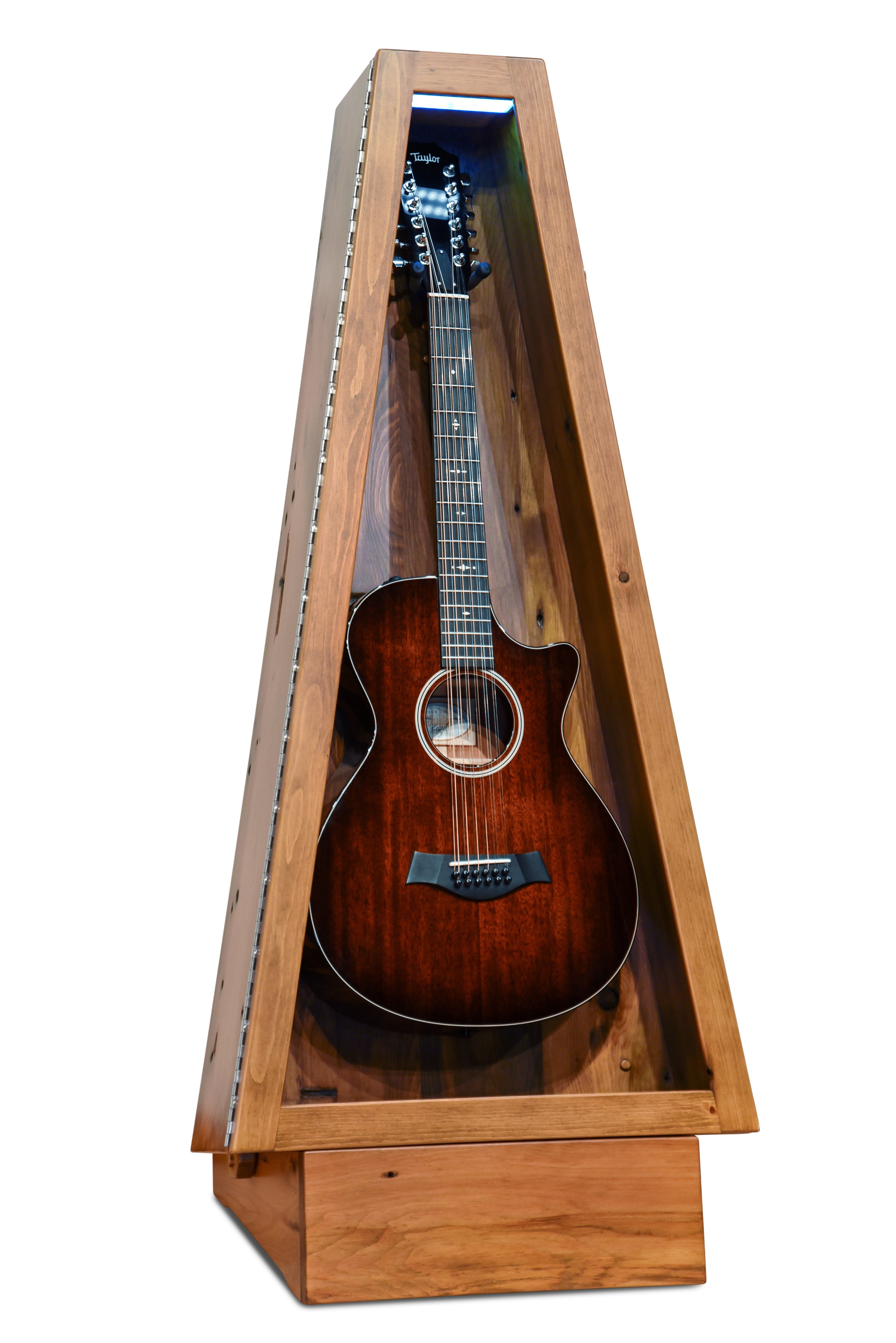 ClimaStand Triangle Humidor with Base - 300 Year Old Reclaimed Wood with Sealy Stain Acoustic Remedy Cases