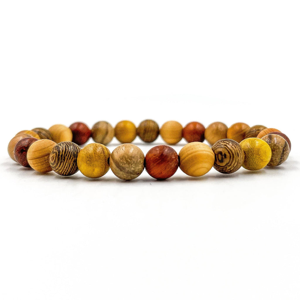 Union - All Mixed Up Red, Yellow, Brown Wood Mala Beaded Bracelet Everwood Original