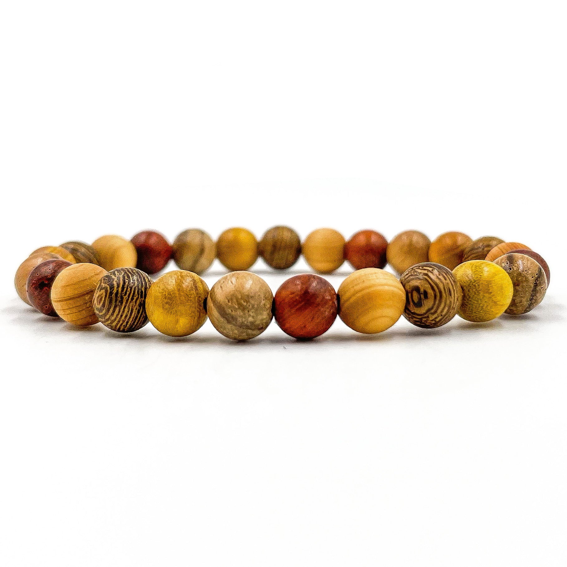 Union - All Mixed Up Red, Yellow, Brown Wood Mala Beaded Bracelet Everwood Original