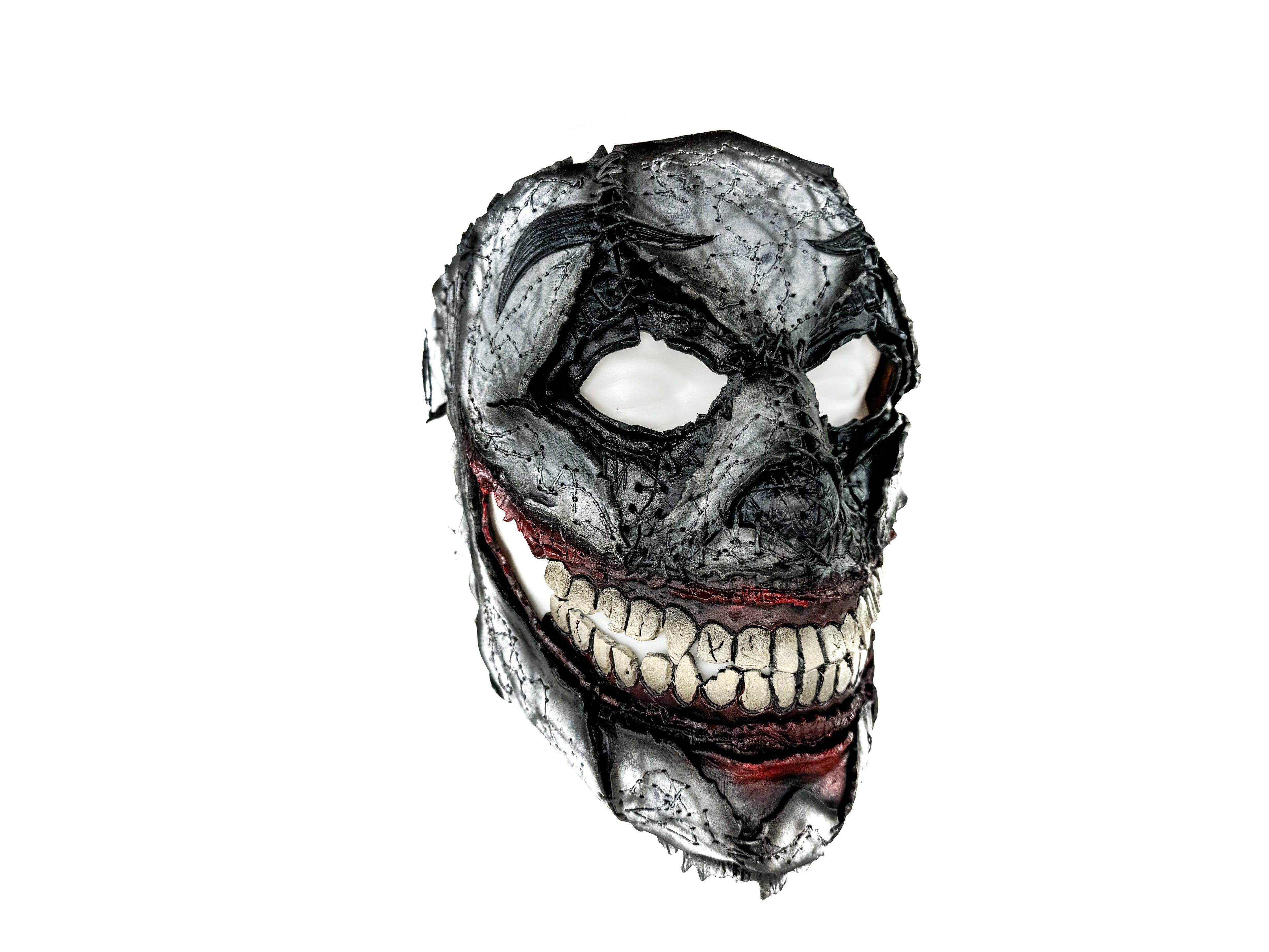 Genuine Leather Mask - GigaMyme Clown - Handmade Mime Full Face Cover for Halloween, Performance or Cosplay Costume Rockwell Masks