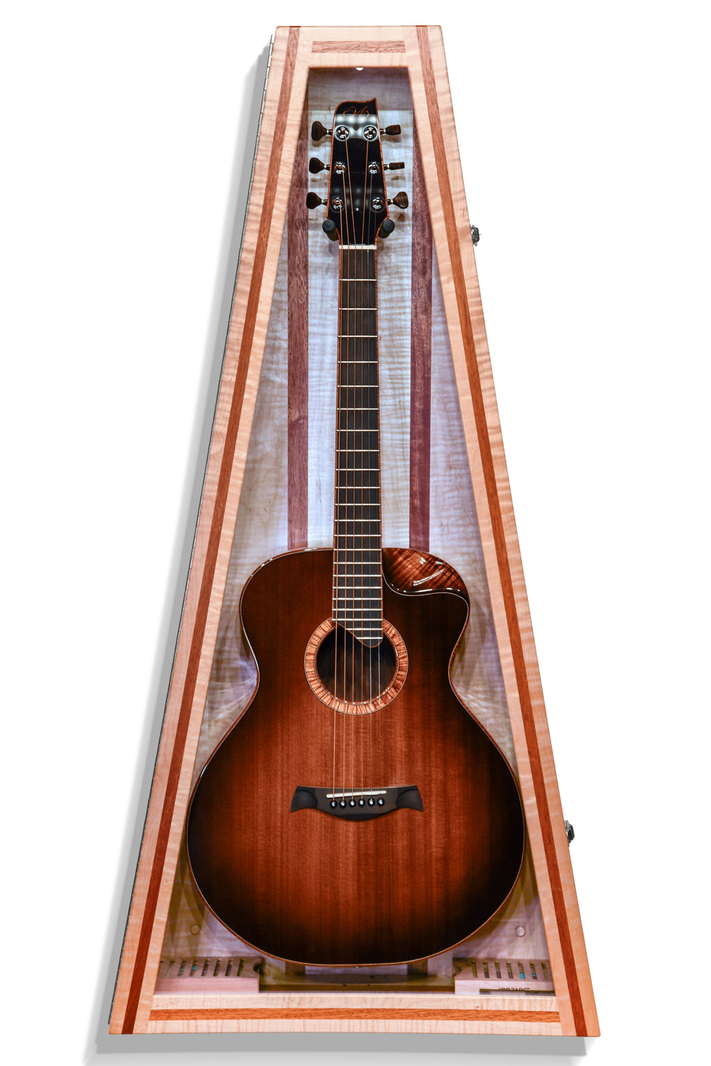 ClimaCase Triangle Humidor - Flamed Maple with Mahogany Acoustic Remedy Cases