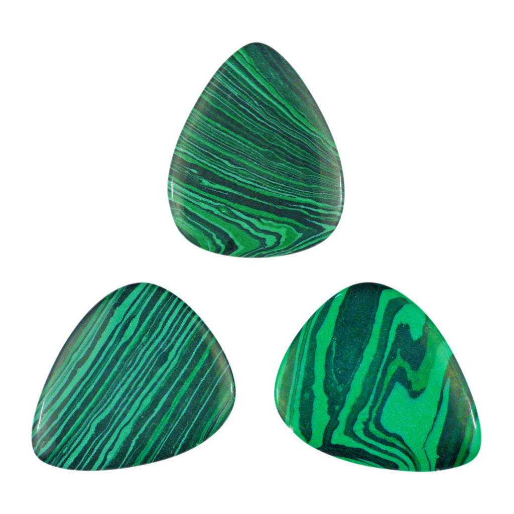 Green Malachite Stone Guitar Or Bass Pick - 3.0 mm Ultra Heavy Gauge - 351 Shape - Specialty Handmade Exotic Plectrum Exotic Plectrums