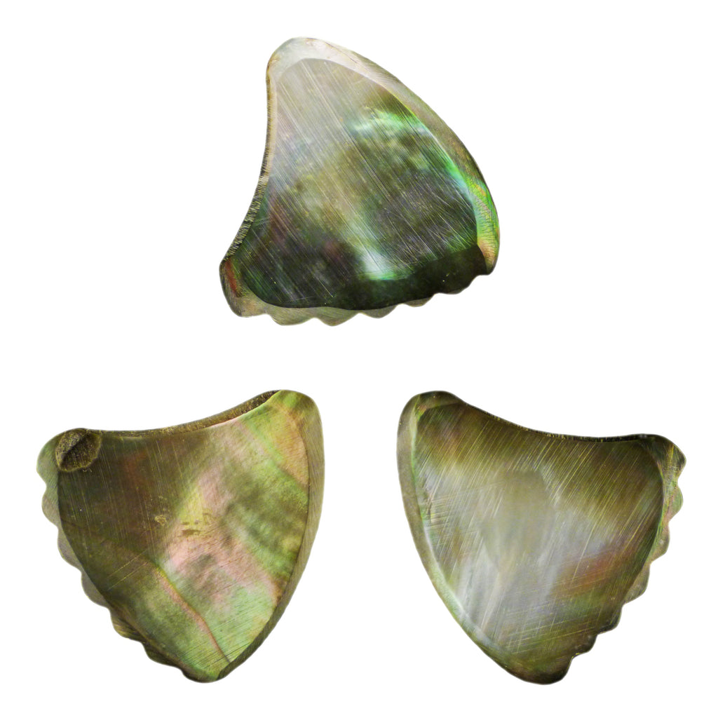 Black Abalone Shell Guitar Or Bass Pick - 2.0 mm - 390 Wedge Shark Fin Shape - Handmade Specialty Exotic Luxury Plectrum Exotic Plectrums