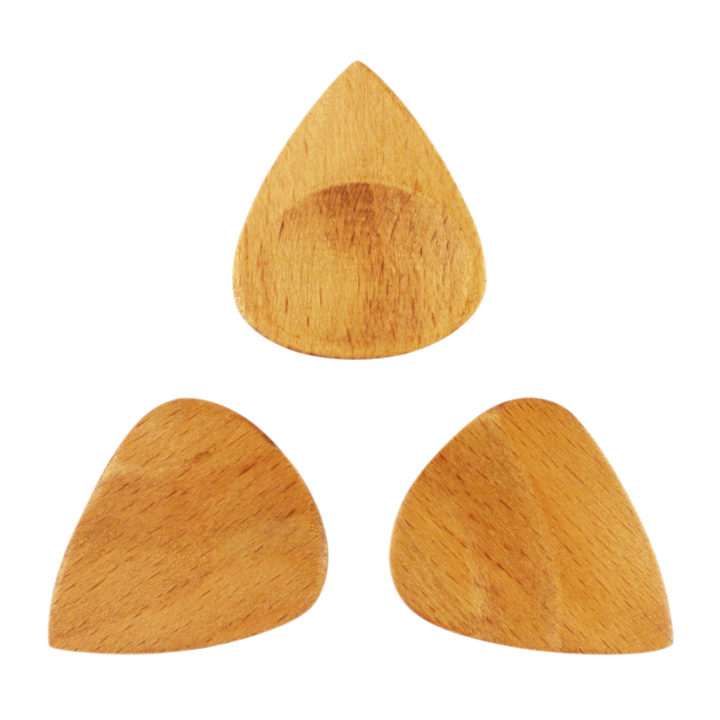 Light Steamed Beech Wood Guitar Or Bass Pick - 3.0 mm Ultra Heavy Gauge - 351 Groove Shape - Natural Finish Handmade Specialty Exotic Plectrum Exotic Plectrums