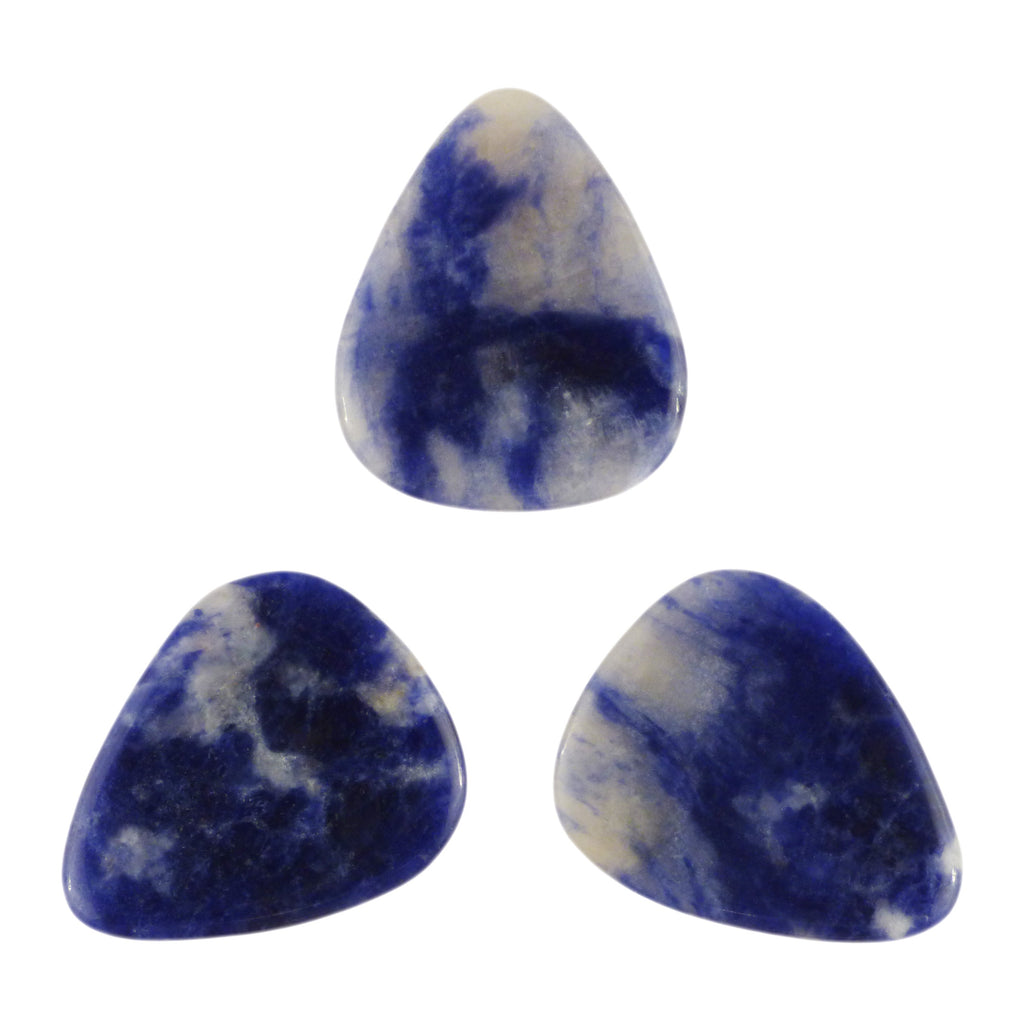 Peruvian Sodalite Stone Guitar Or Bass Pick - 3.0 mm Ultra Heavy Gauge - 351 Shape - Specialty Handmade Gemstone Exotic Plectrum Exotic Plectrums