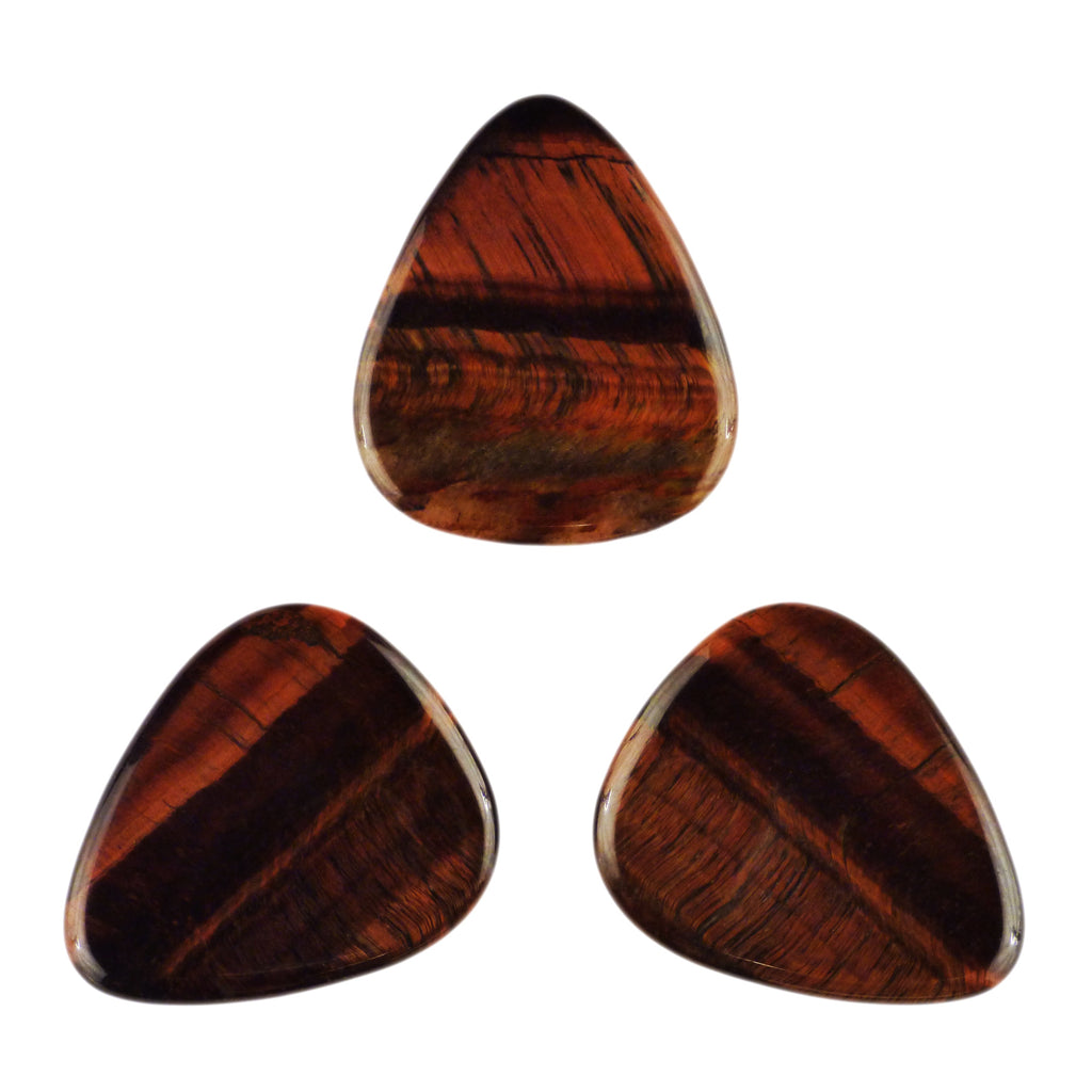 Red Tiger's Eye Stone Guitar Or Bass Pick - 3.0 mm Ultra Heavy Gauge - 351 Shape - Specialty Handmade Gemstone Exotic Plectrum Exotic Plectrums