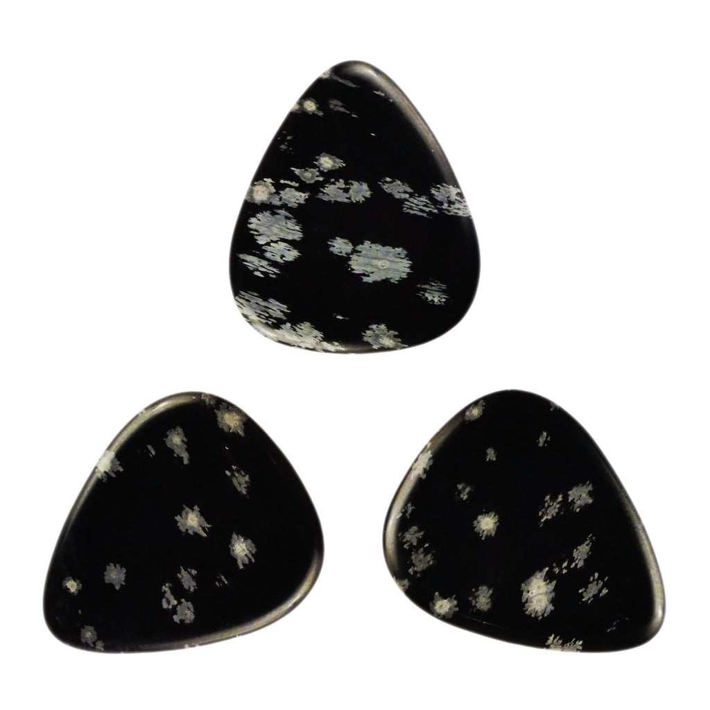 Snowflake Obsidian Volcanic Glass Stone Guitar Pick - 3.0 mm Ultra Heavy Gauge - 351 Shape - Specialty Handmade Exotic Gemstone Plectrum Exotic Plectrums