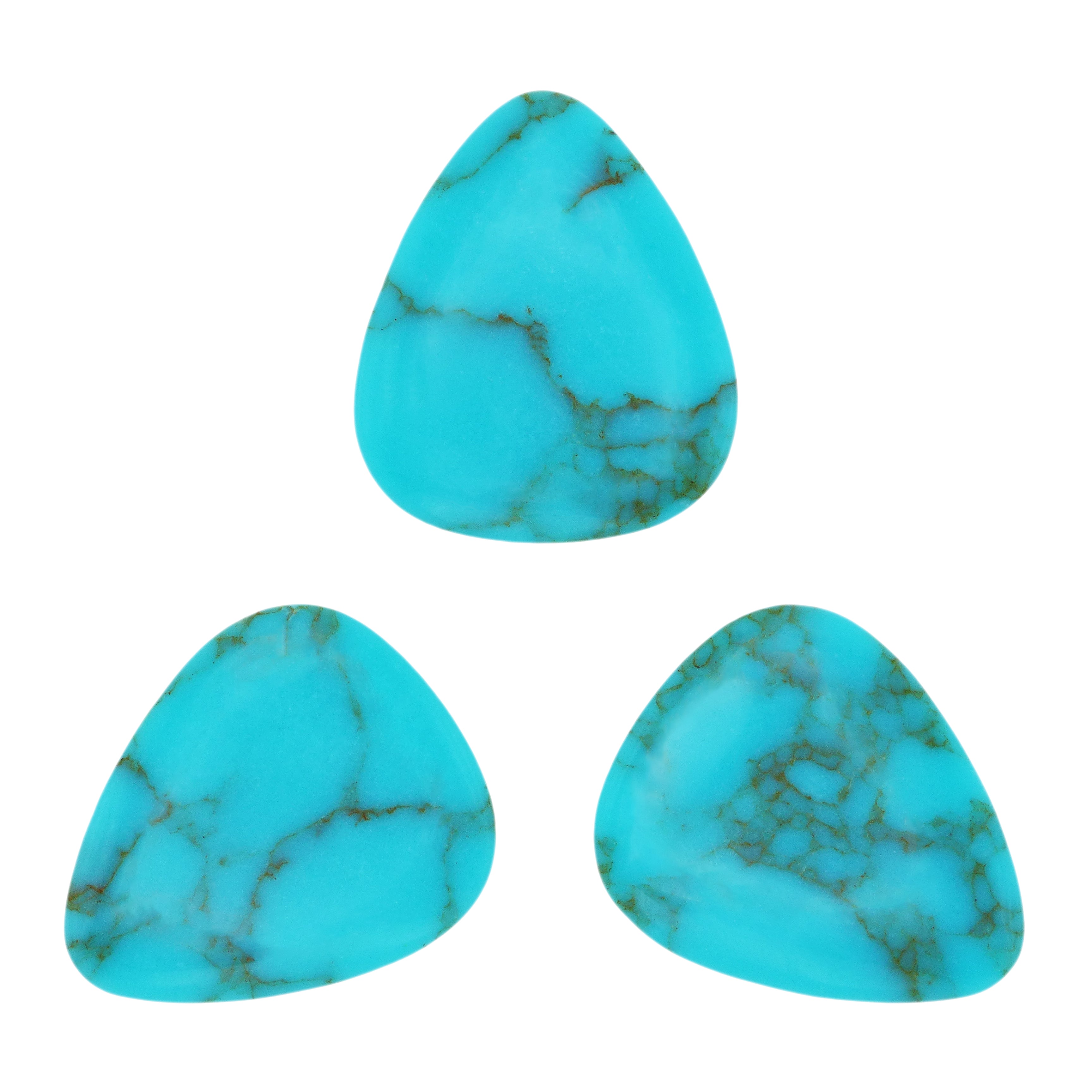 Golden Line Turquoise Stone Guitar Or Bass Pick - 3.0 mm Ultra Heavy Gauge - 351 Shape - Specialty Handmade Stone Exotic Plectrum Exotic Plectrums