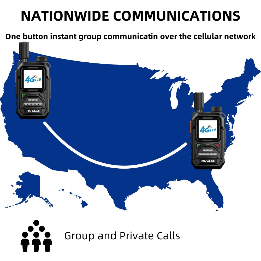 Ruyage X10 Nationwide Lte Two Way Radios Lifetime Free Unlimited Range Rechargeable Global 4g Poc,Portable Walkie Talkies Long Range for Adults Family Road Trip Truck Fleet 2 Pack Ruyage Radio