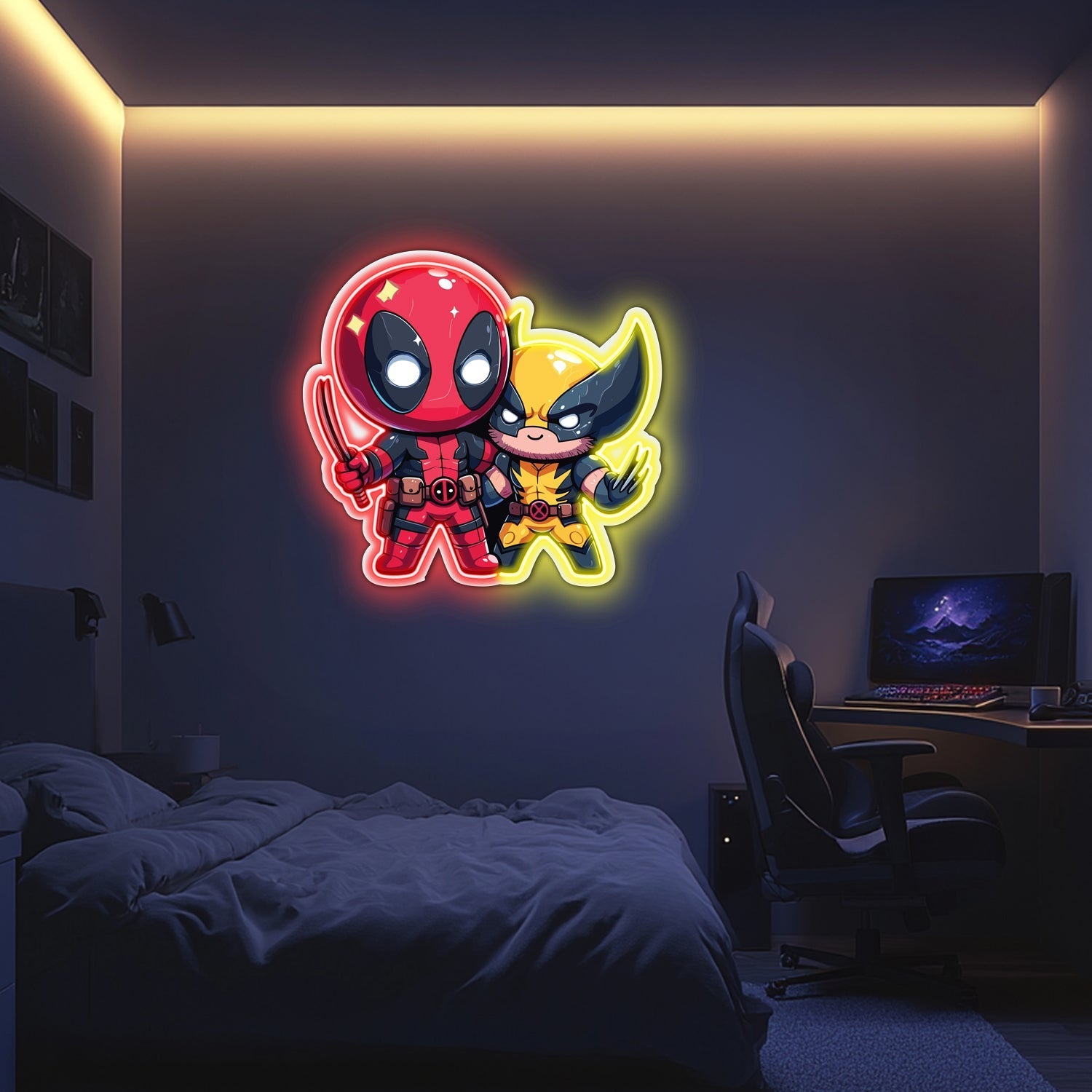 UV Printed Deadpool Wolverine Neon Wall Art- LV0066 Liviqon.co
