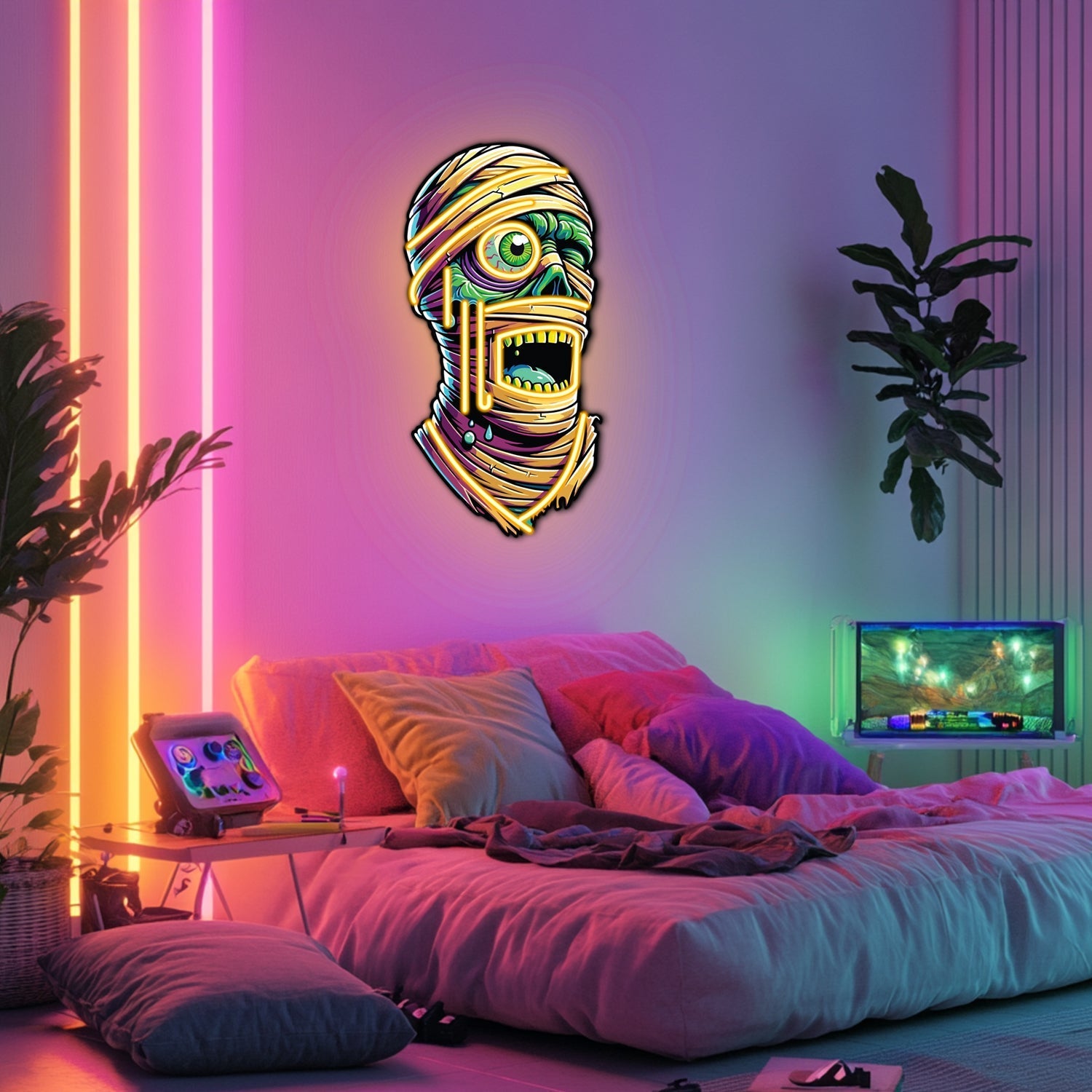 UV Printed Mummy Neon Wall Art- LV0037 Liviqon.co