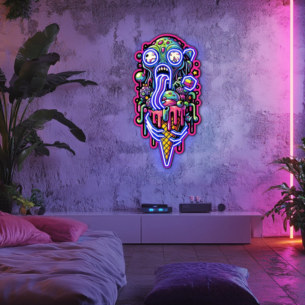 UV Printed Zombie Ice Cream Neon Wall Art- LV0060 Liviqon.co