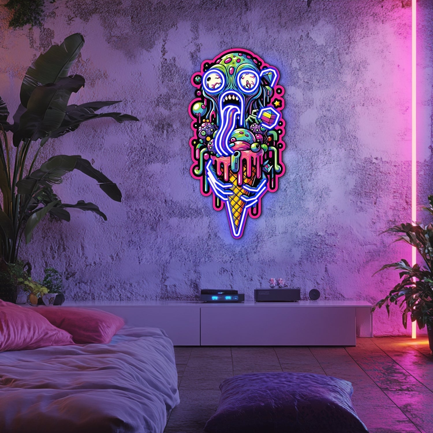 UV Printed Zombie Ice Cream Neon Wall Art- LV0060 Liviqon.co
