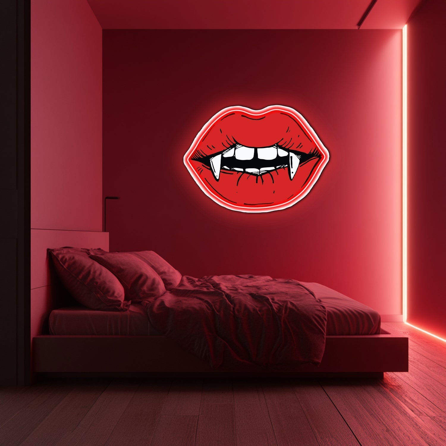UV Printed Vampire Kiss Neon Wall Art- LV0054 Liviqon.co