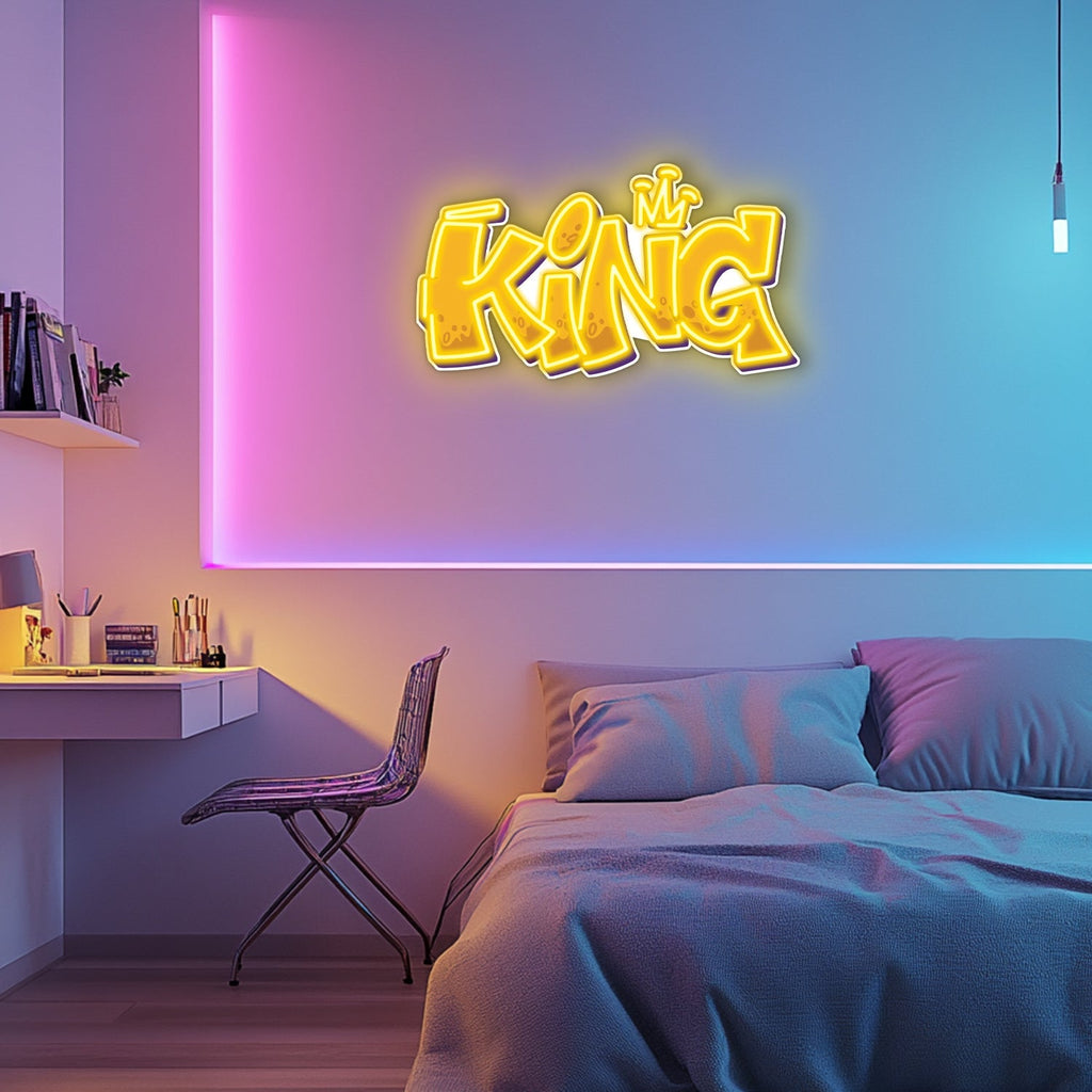 UV Printed King Neon Wall Art- LV0027 Liviqon.co