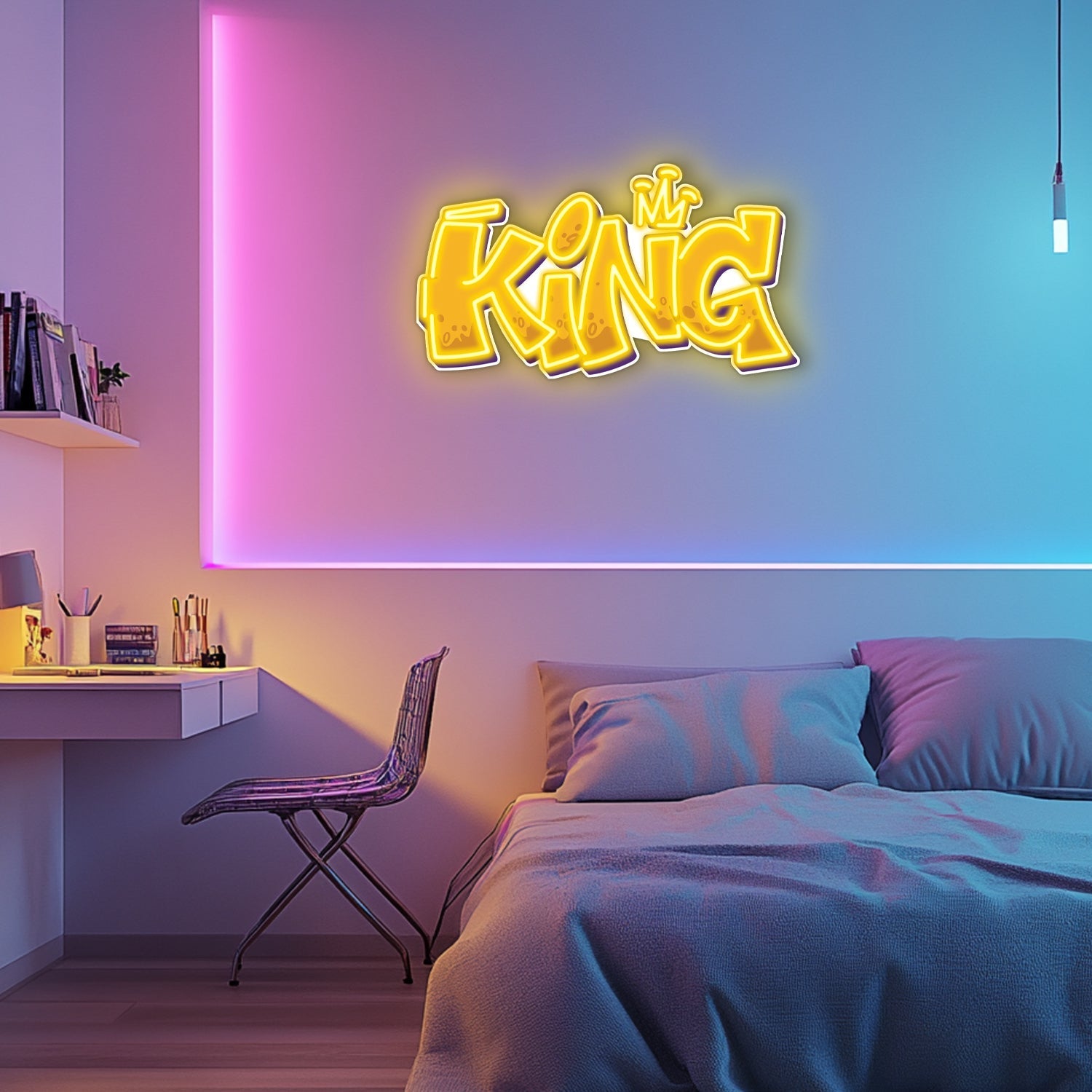 UV Printed King Neon Wall Art- LV0027 Liviqon.co