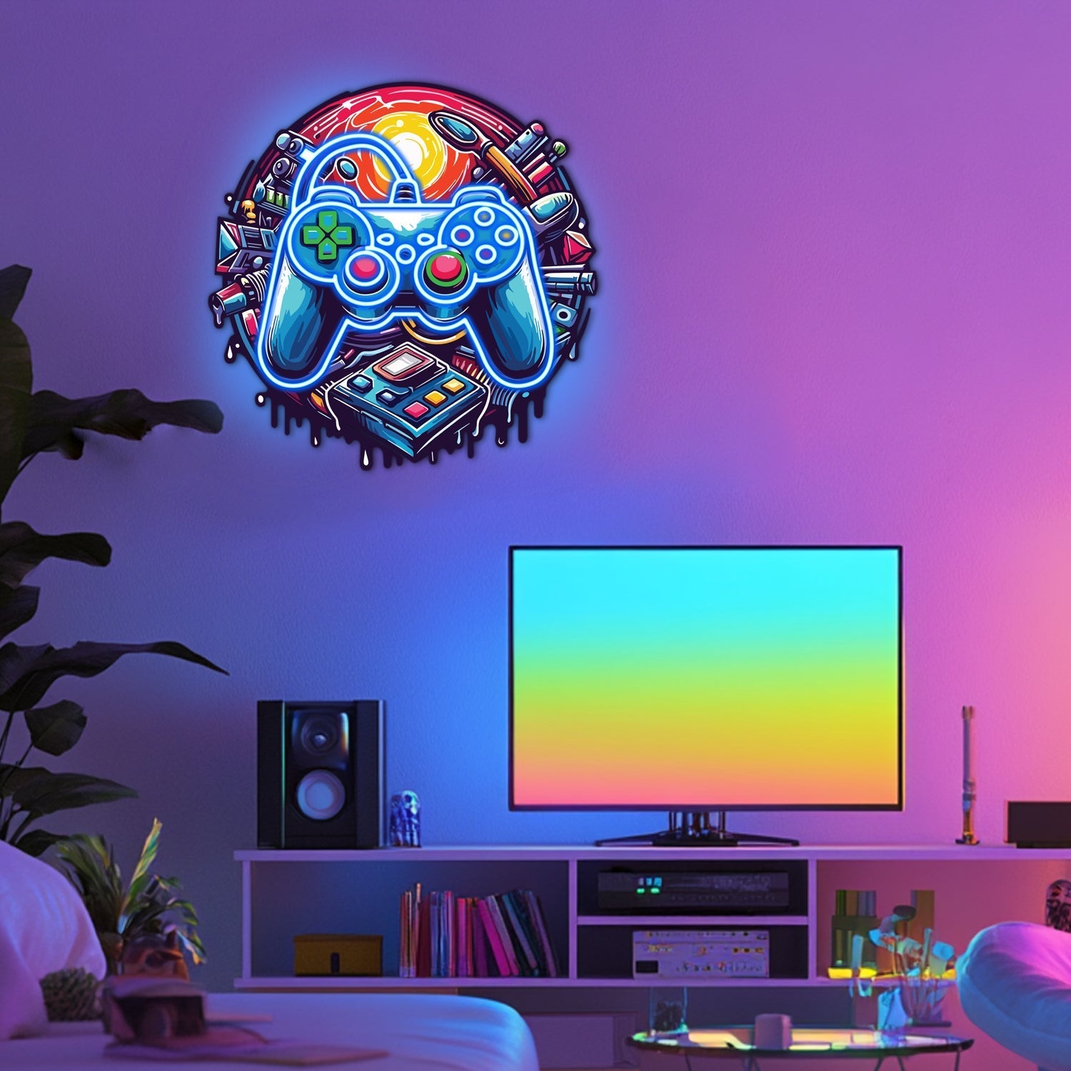 UV Printed Gamepad  Neon Wall Art- LV0070 Liviqon.co