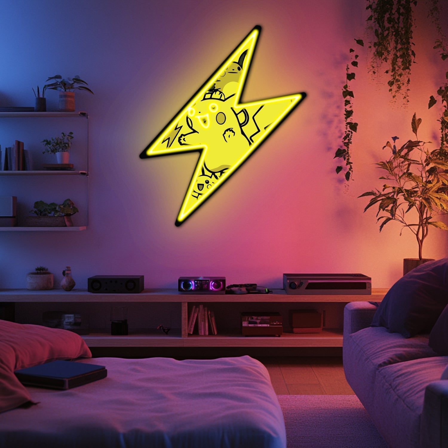 UV Printed Pikachu Neon Wall Art- LV0039 Liviqon.co