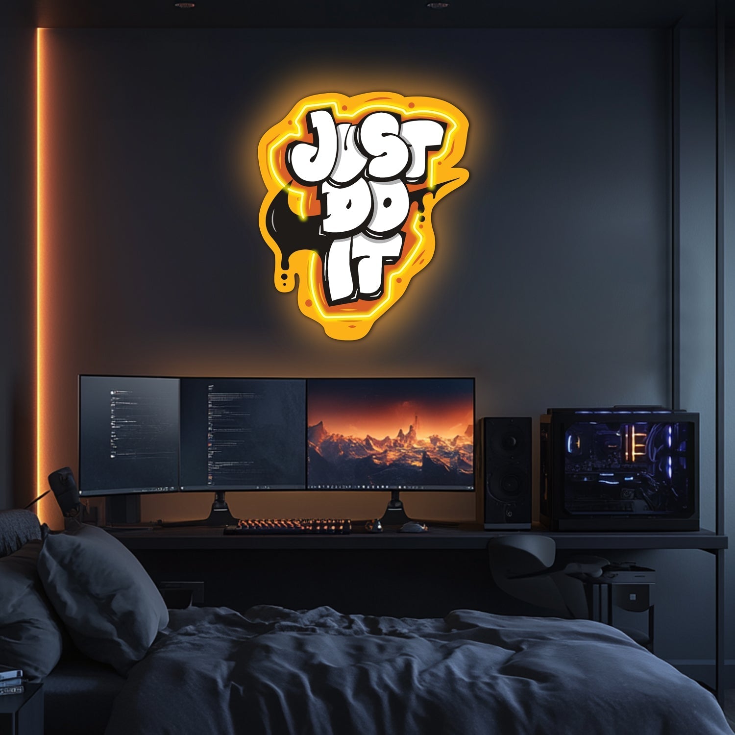 UV Printed Just Do It Neon Wall Art- LV0079 Liviqon.co